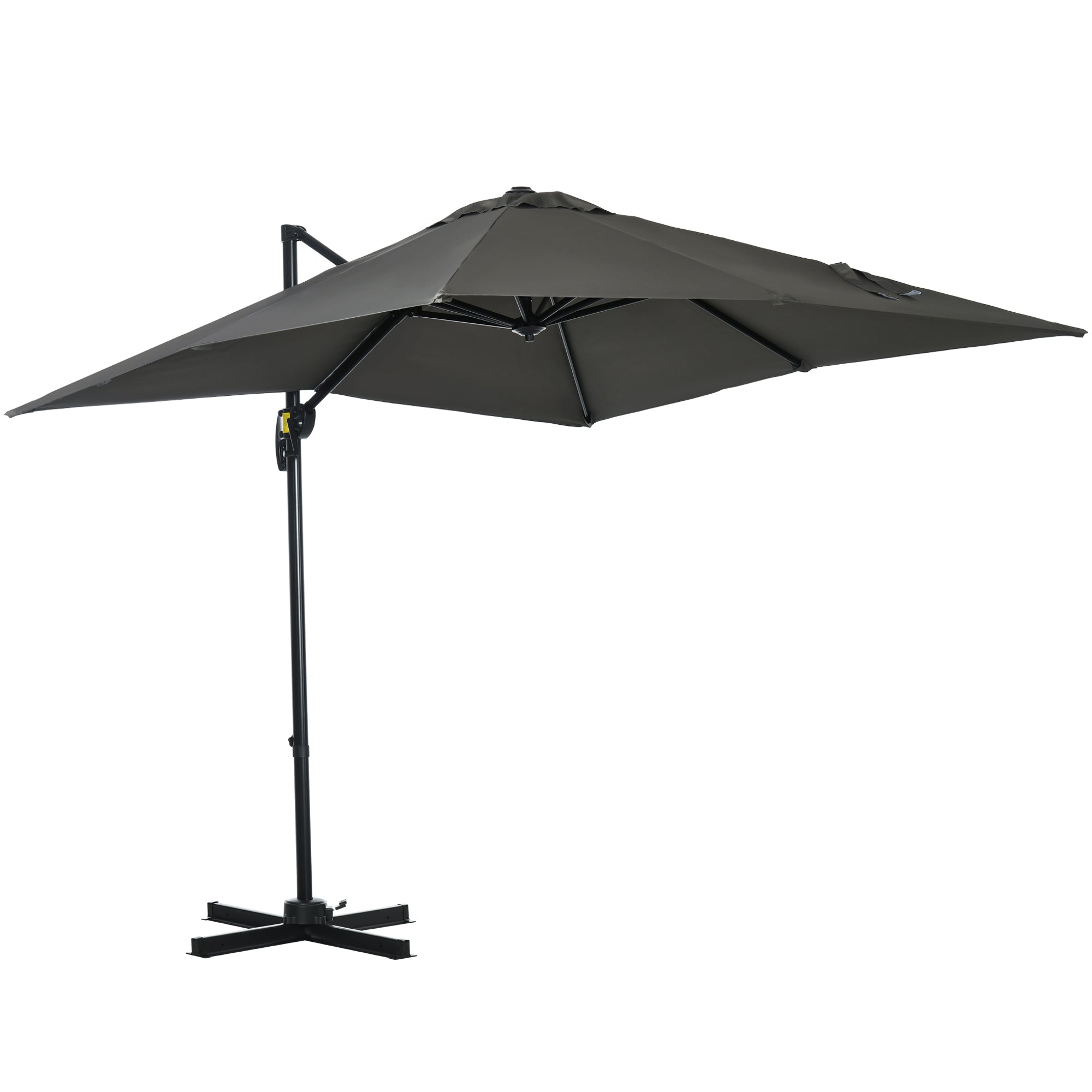 2.5 x 2.5m Cantilever Patio Parasol with Crank Handle and Cross Base - Grey