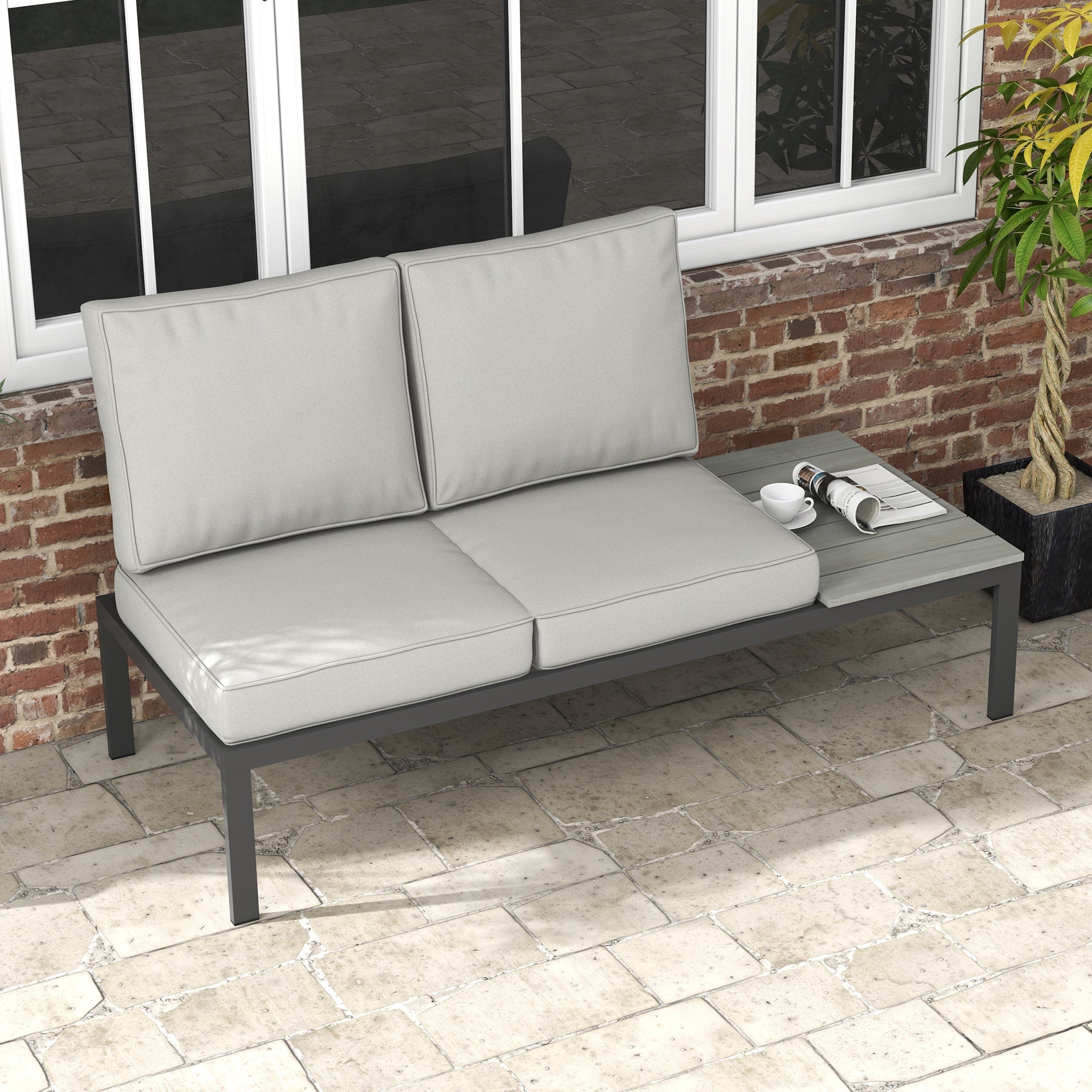 3 Piece Outdoor Patio Chair Cushion Set - Light Grey Foam Filled