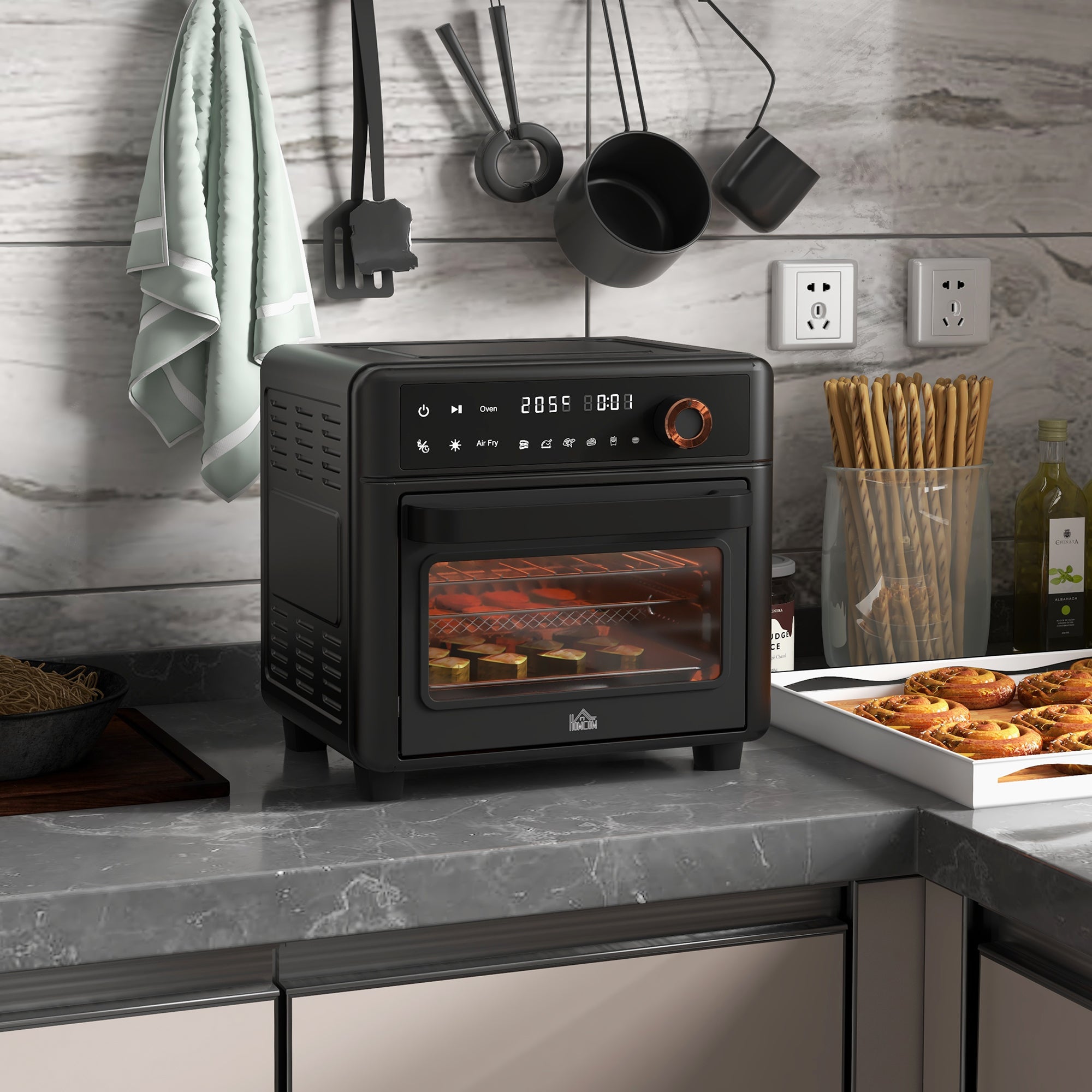 13L Multifunction Air Fryer Oven with 12 Presets and Adjustable Timer - Black