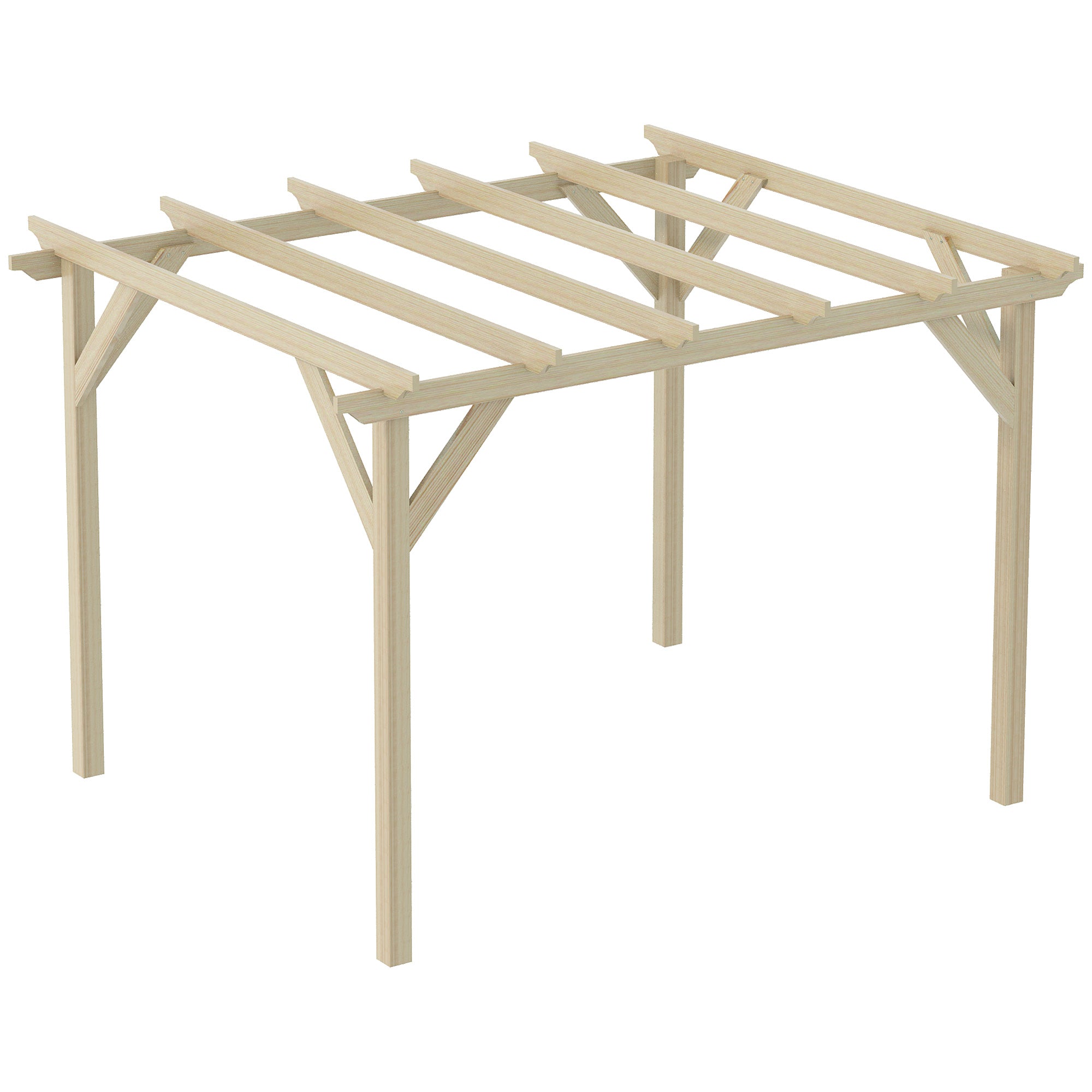 3.6 x 3(m) Wooden Garden Pergola Kit Decorative Outdoor Gazebo Shelter for Climbing Vines, Flowers, Natural