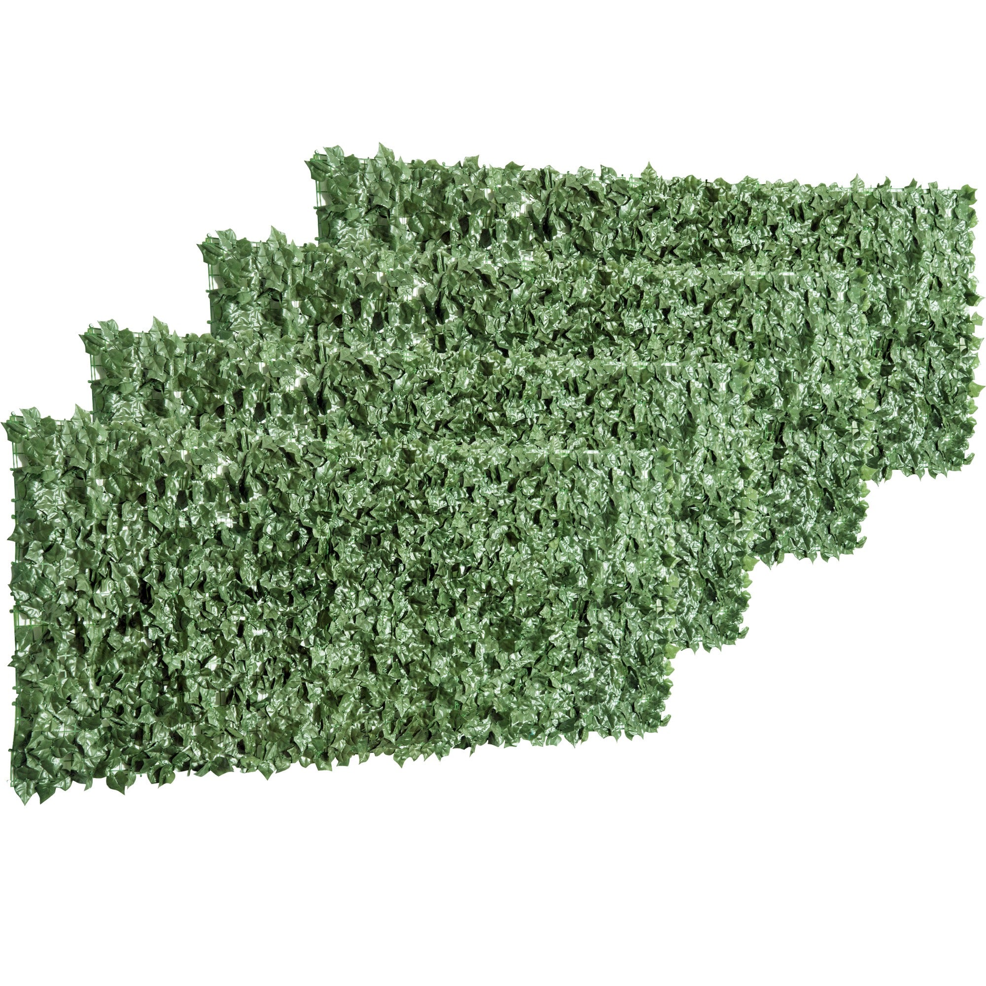 Set of 4 Artificial Leaf Hedge Panels - UV-Stabilised Dark Green Privacy Fence