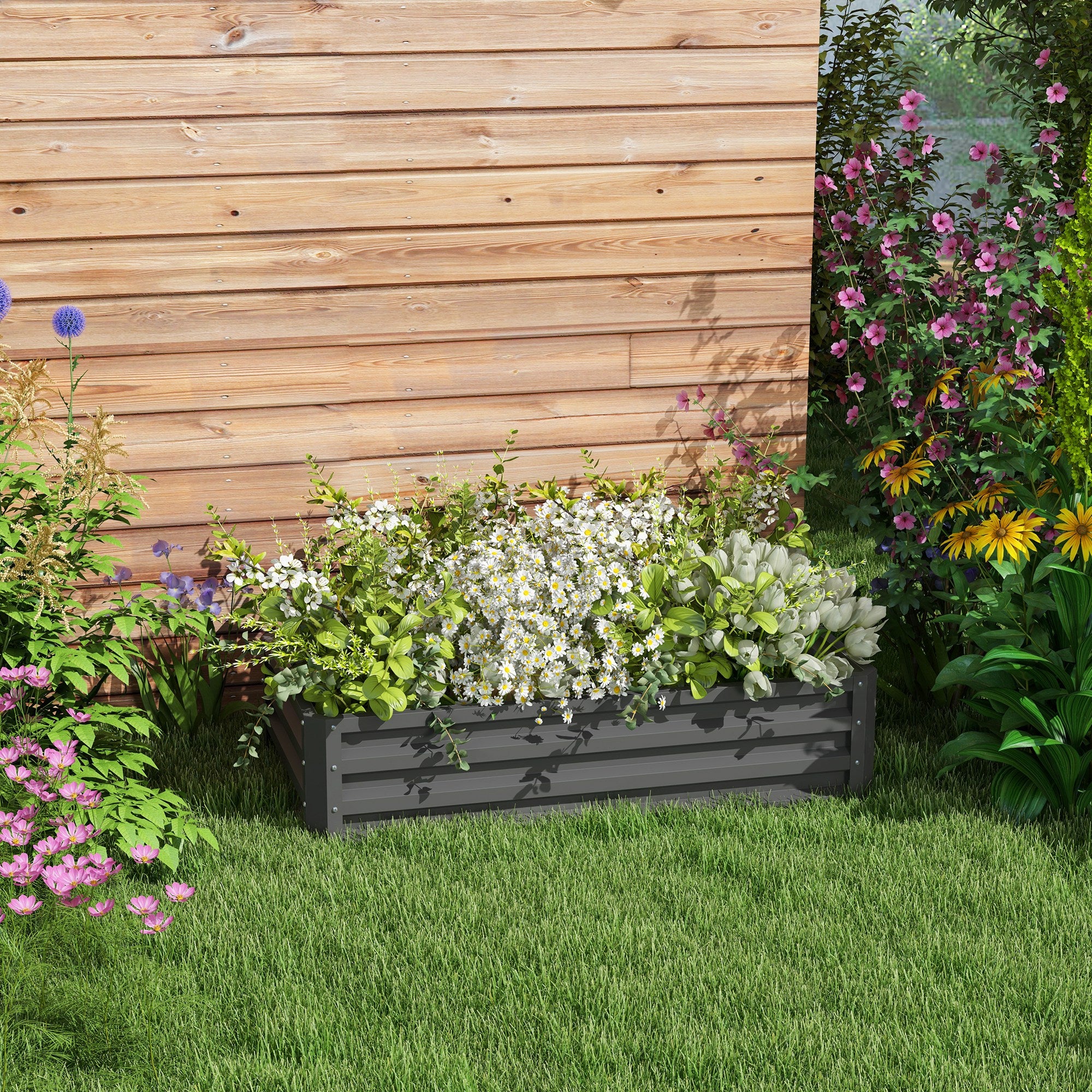 Galvanised Raised Garden Bed 120x60cm for Vegetables - Light Grey