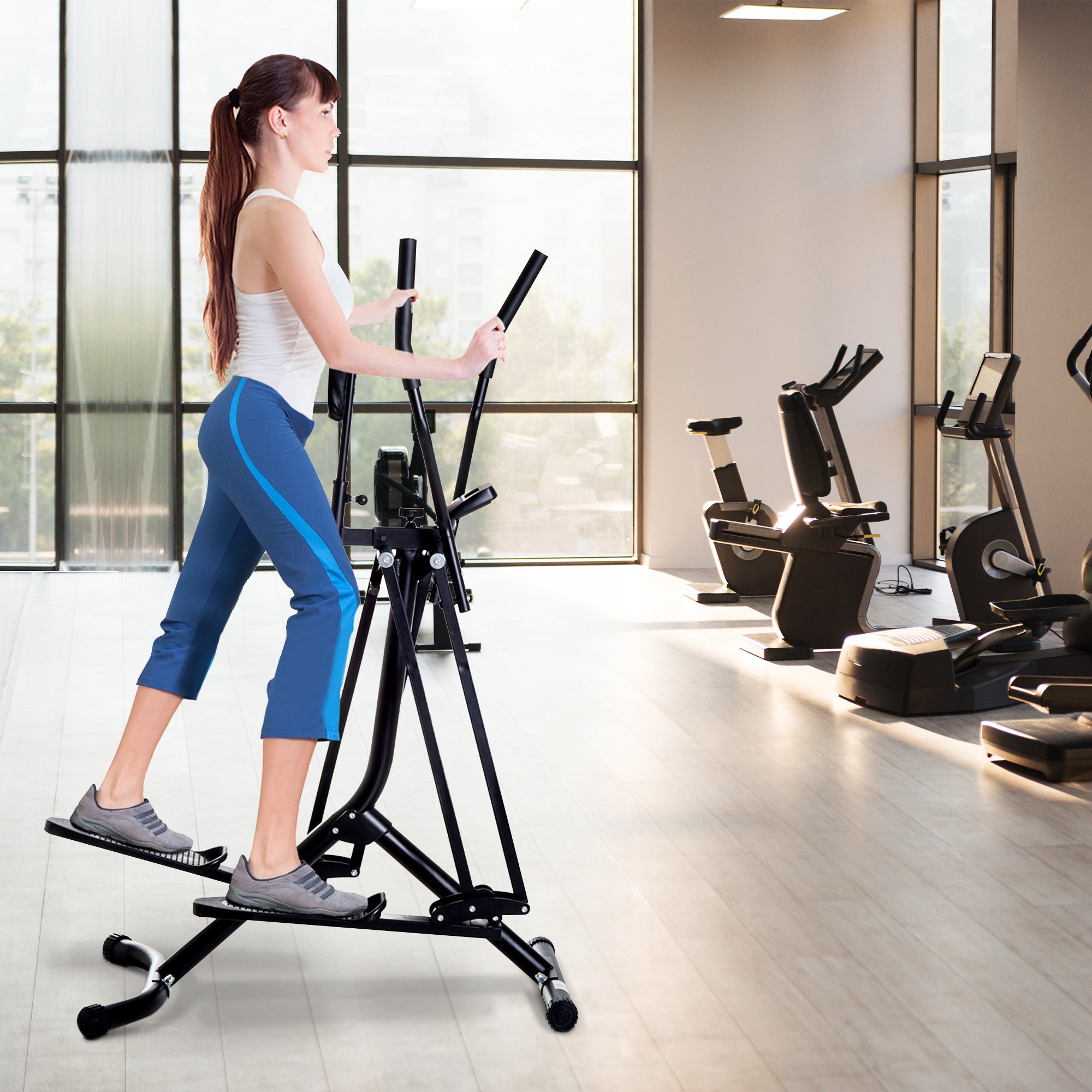 Air Walker Glider Cross Trainer with LCD Monitor - Black