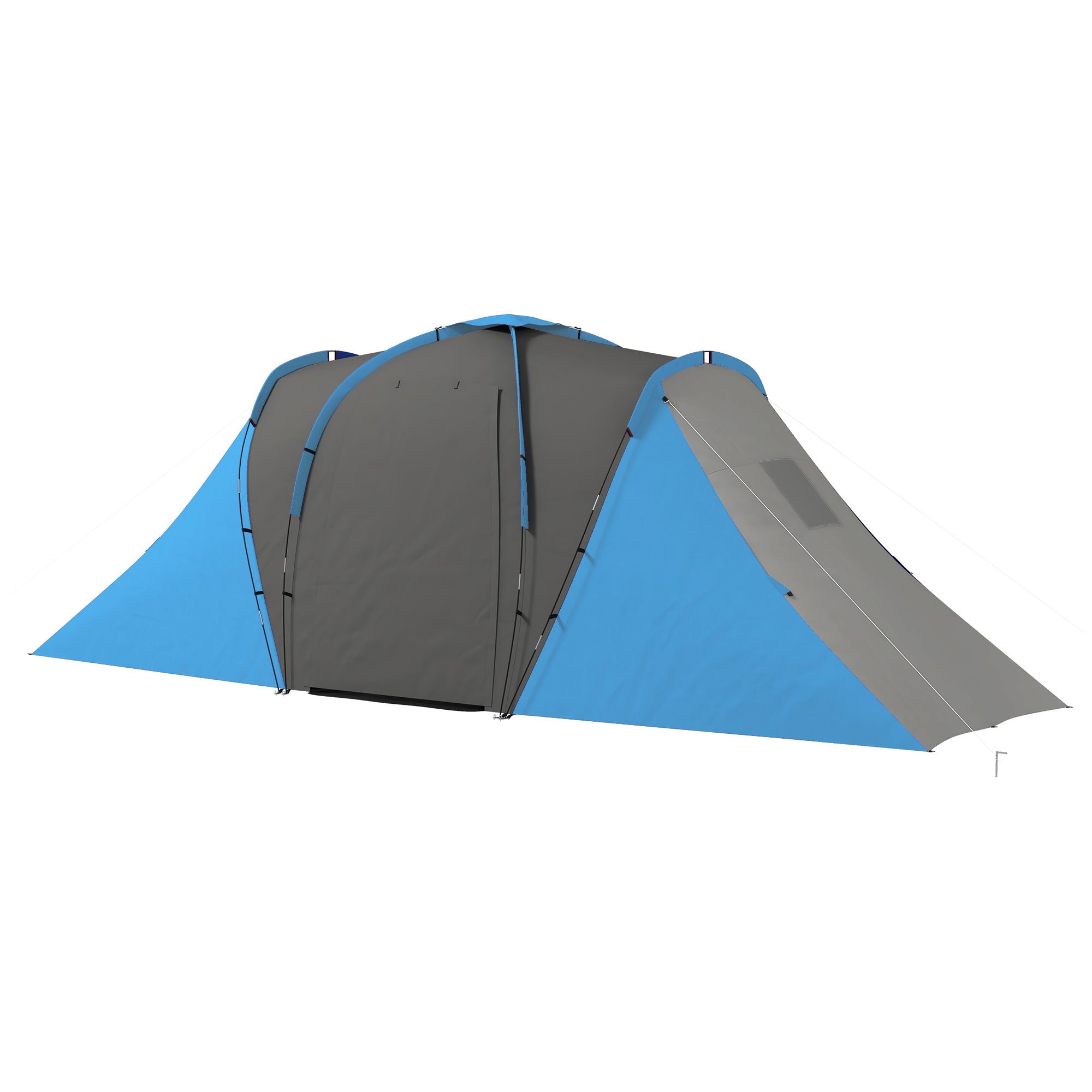 Large 4-6 Man Tunnel Camping Tent with 2 Bedrooms and Waterproof Blue