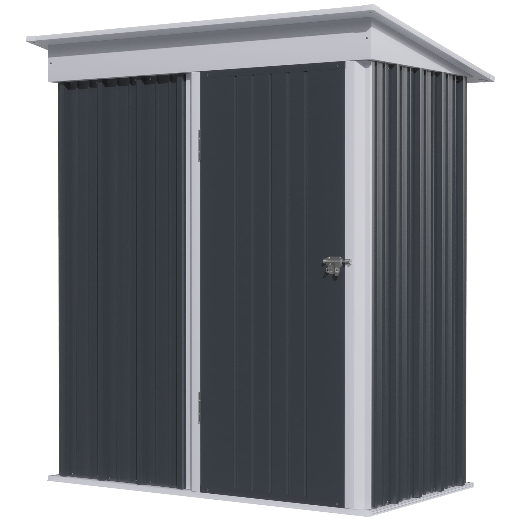 5 Foot Metal Lean-To Garden Shed with Adjustable Shelves - Dark Grey