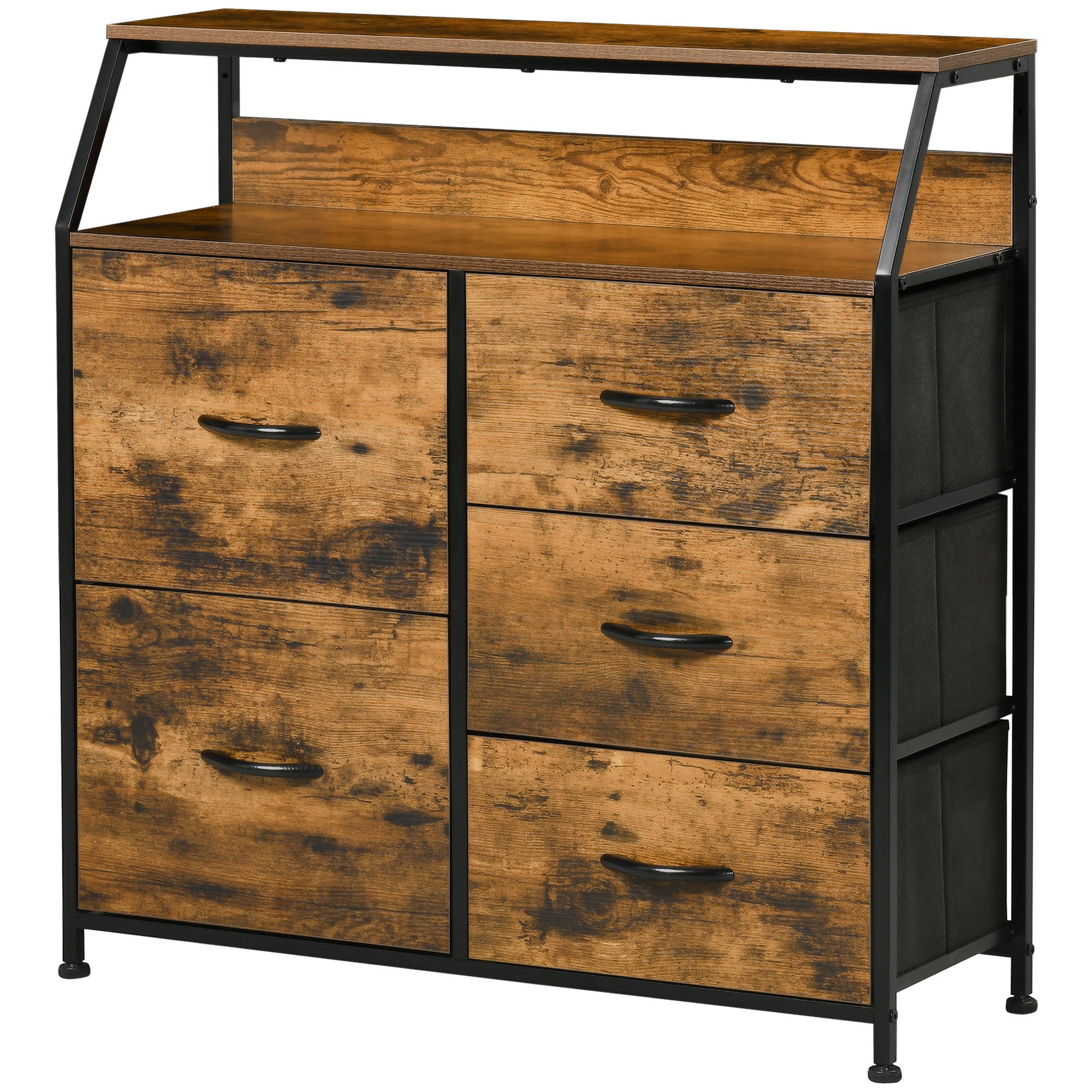 thumbnail image 2 of HOMCOM 6-Drawer Chest Of Drawers – Industrial Black Dresser With Shelf – Compact 2 of 6