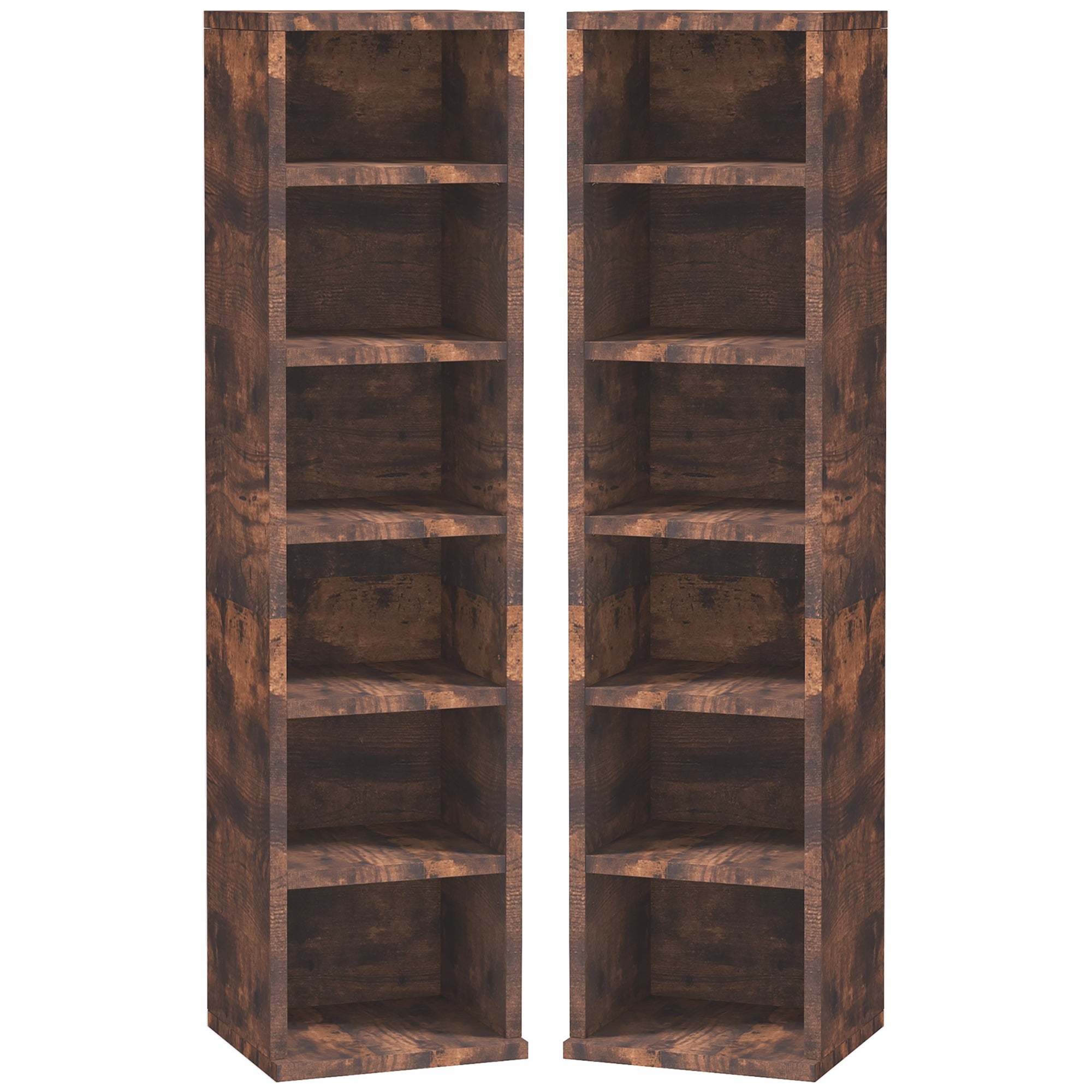 CD Media Display Shelf Unit Tower Rack with Adjustable Shelves, Set of 2