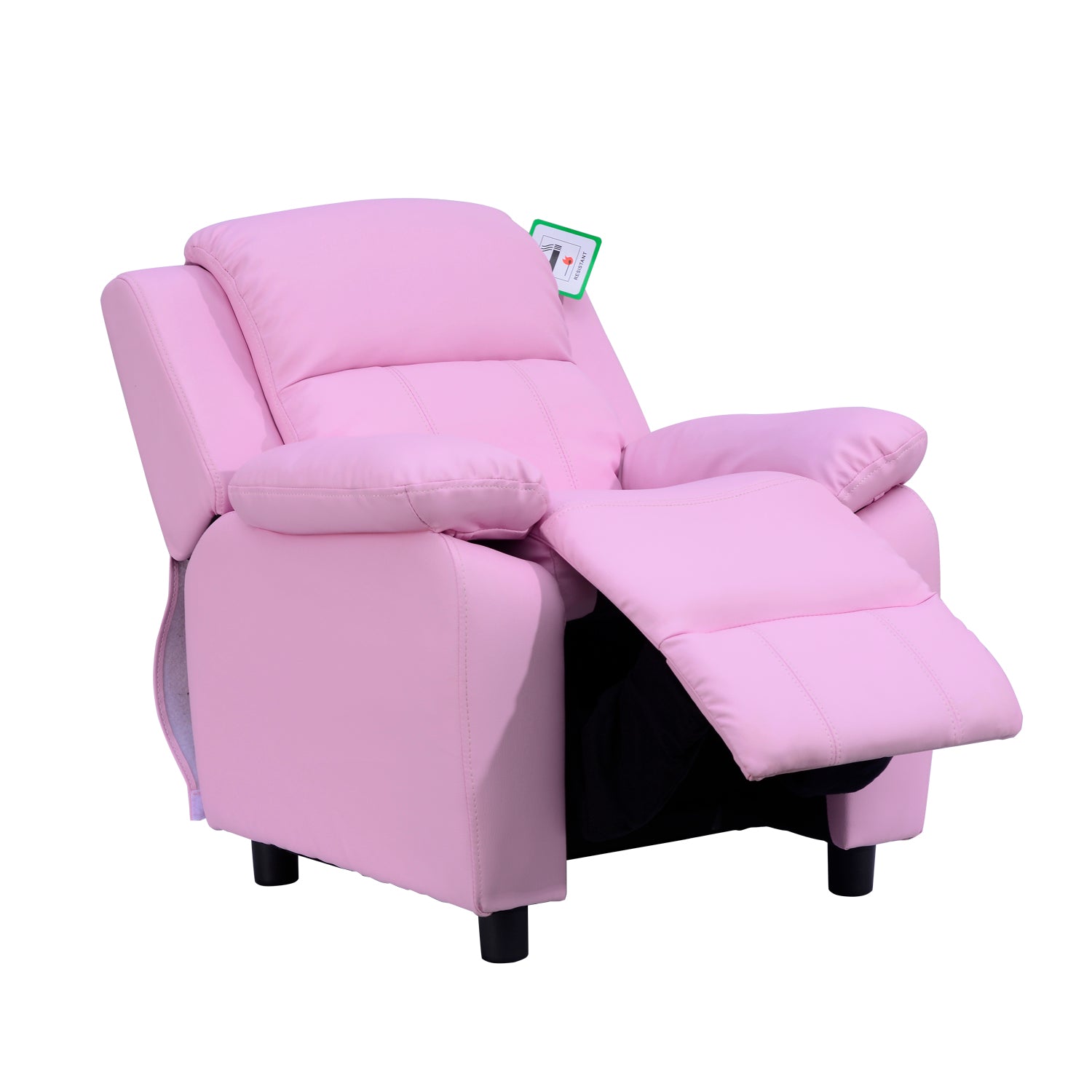 Kids Recliner Lounger Armchair with Storage Space - Pink PU Leather
