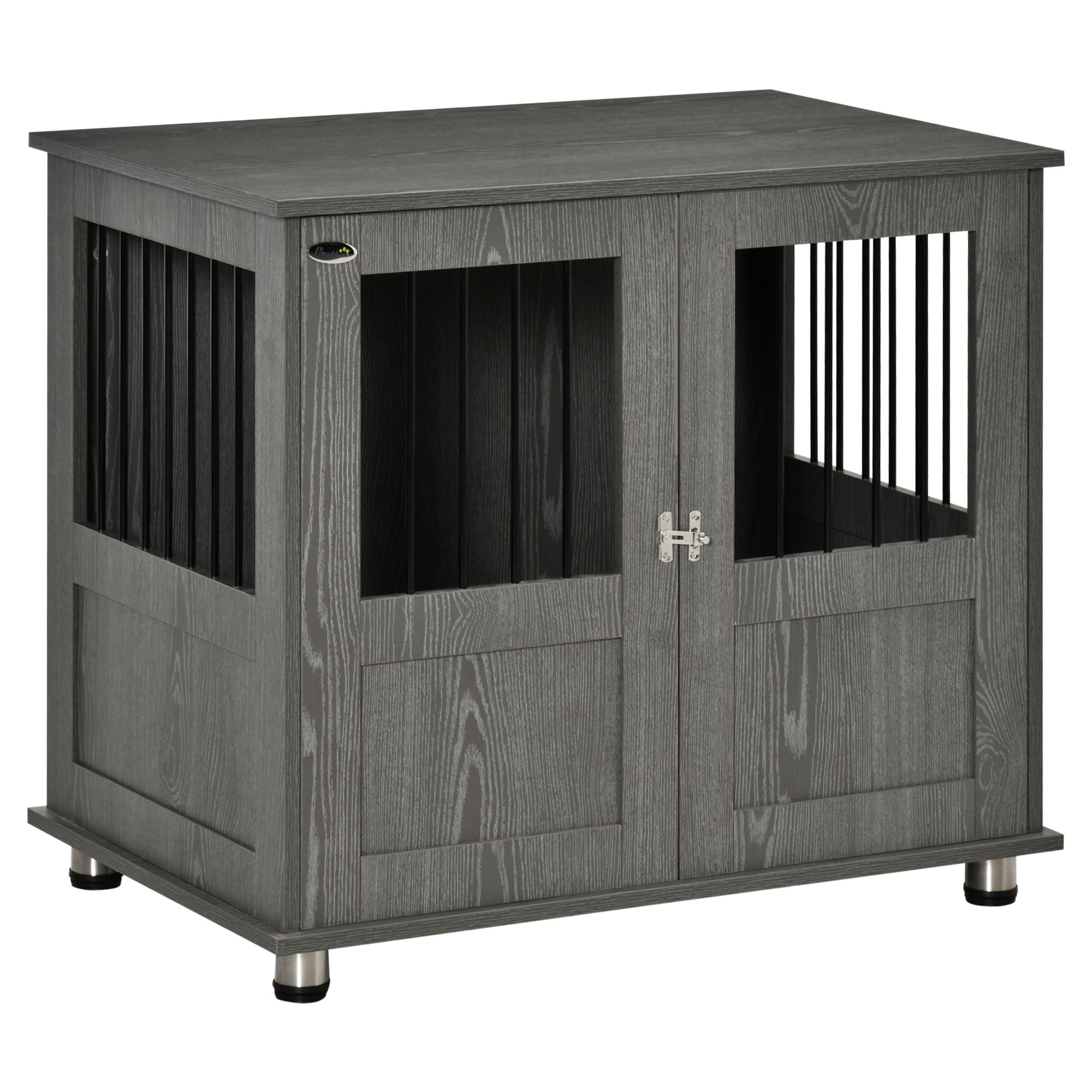Dog Crate Furniture End Table, Pet Kennel for Small and Medium Dogs with Magnetic Door Indoor Animal Cage, Grey, 85 x 55 x 75 cm