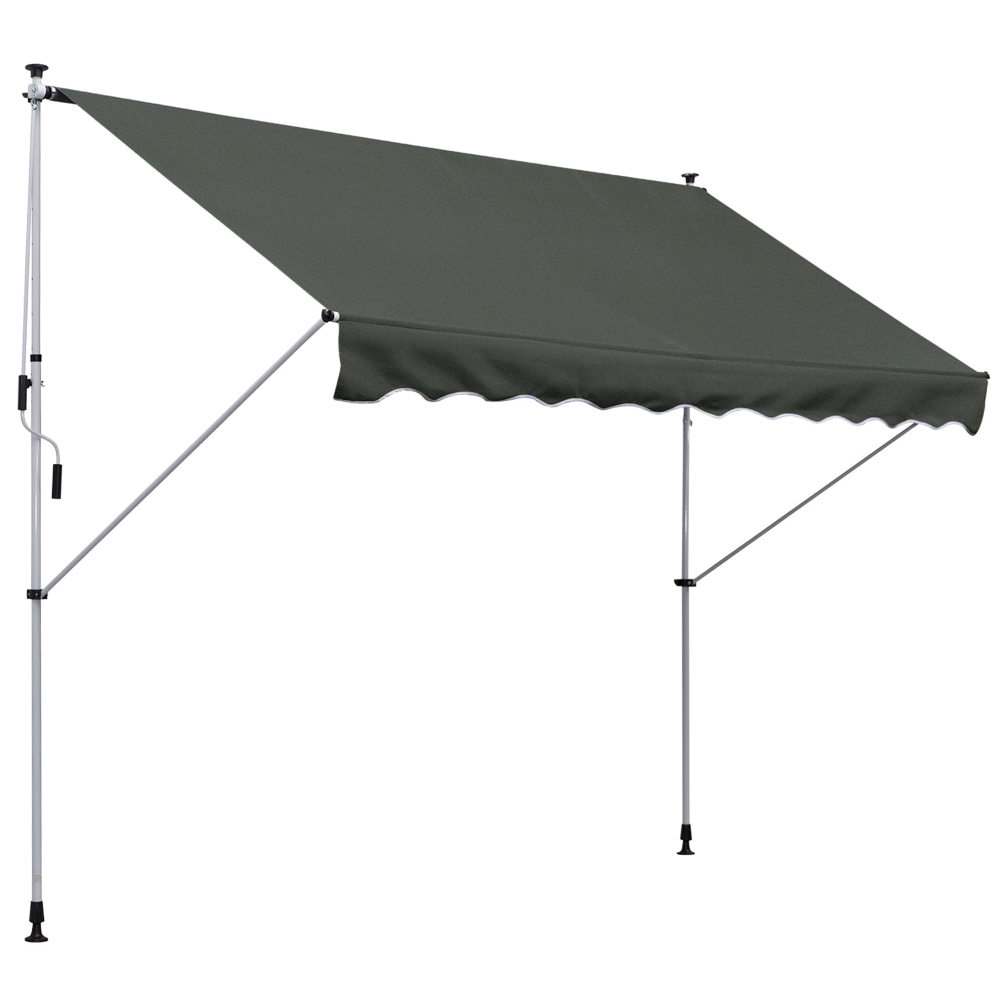 Manual Adjustable Aluminium Frame Awning Canopy for Outdoor Shade Grey