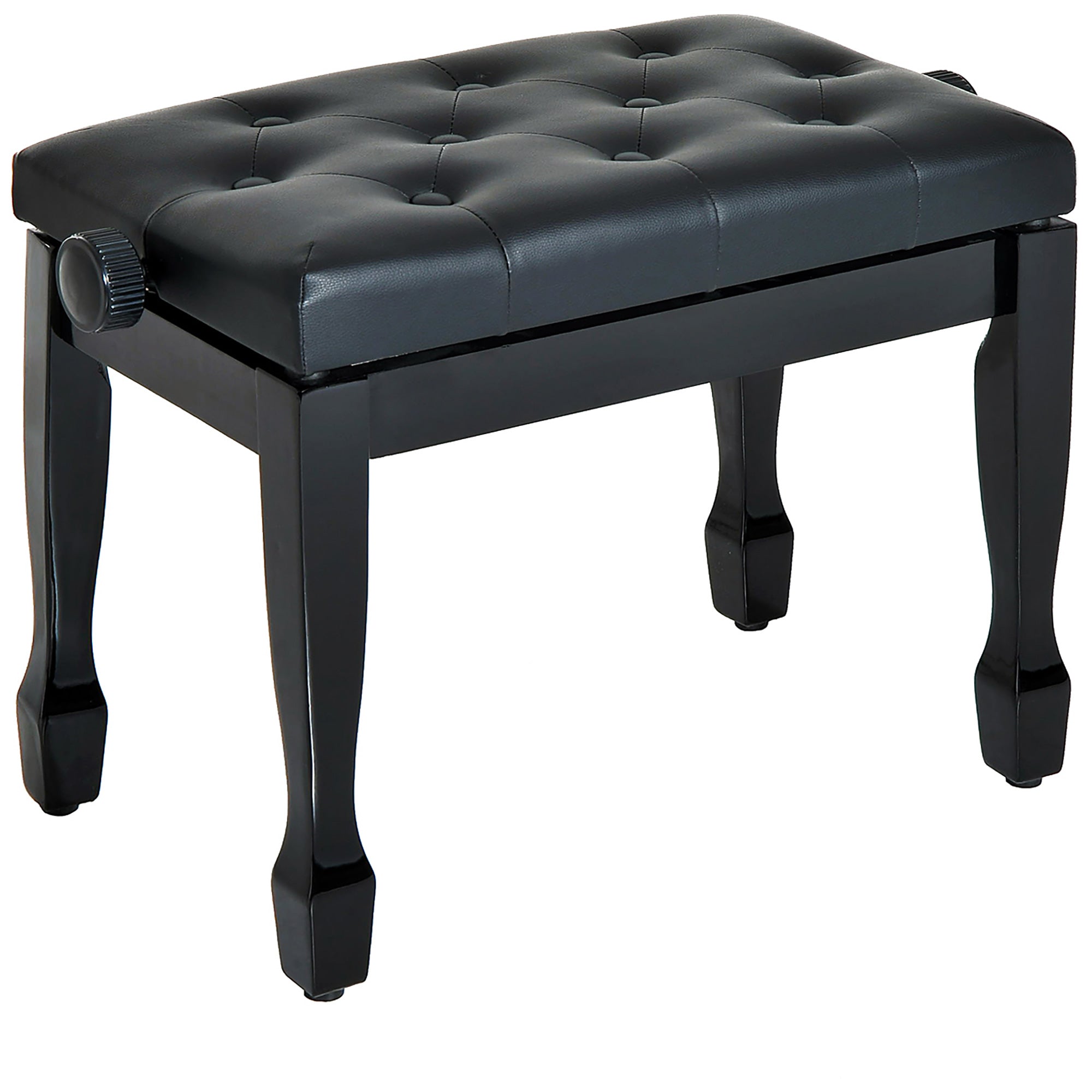 PU Leather Upholstered Height Adjustable Piano Stool with Solid Wood Frame - White