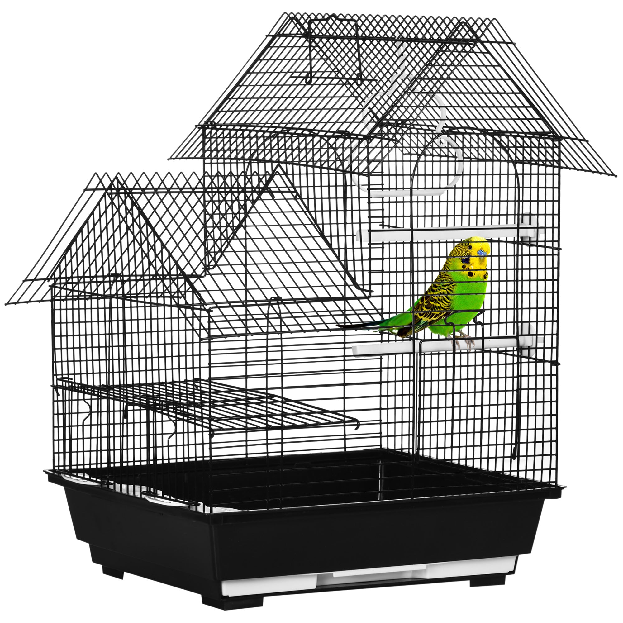 Metal Bird Cage with Stand for Small Birds Parrot Cockatiel Budgie Finch Canary - Black