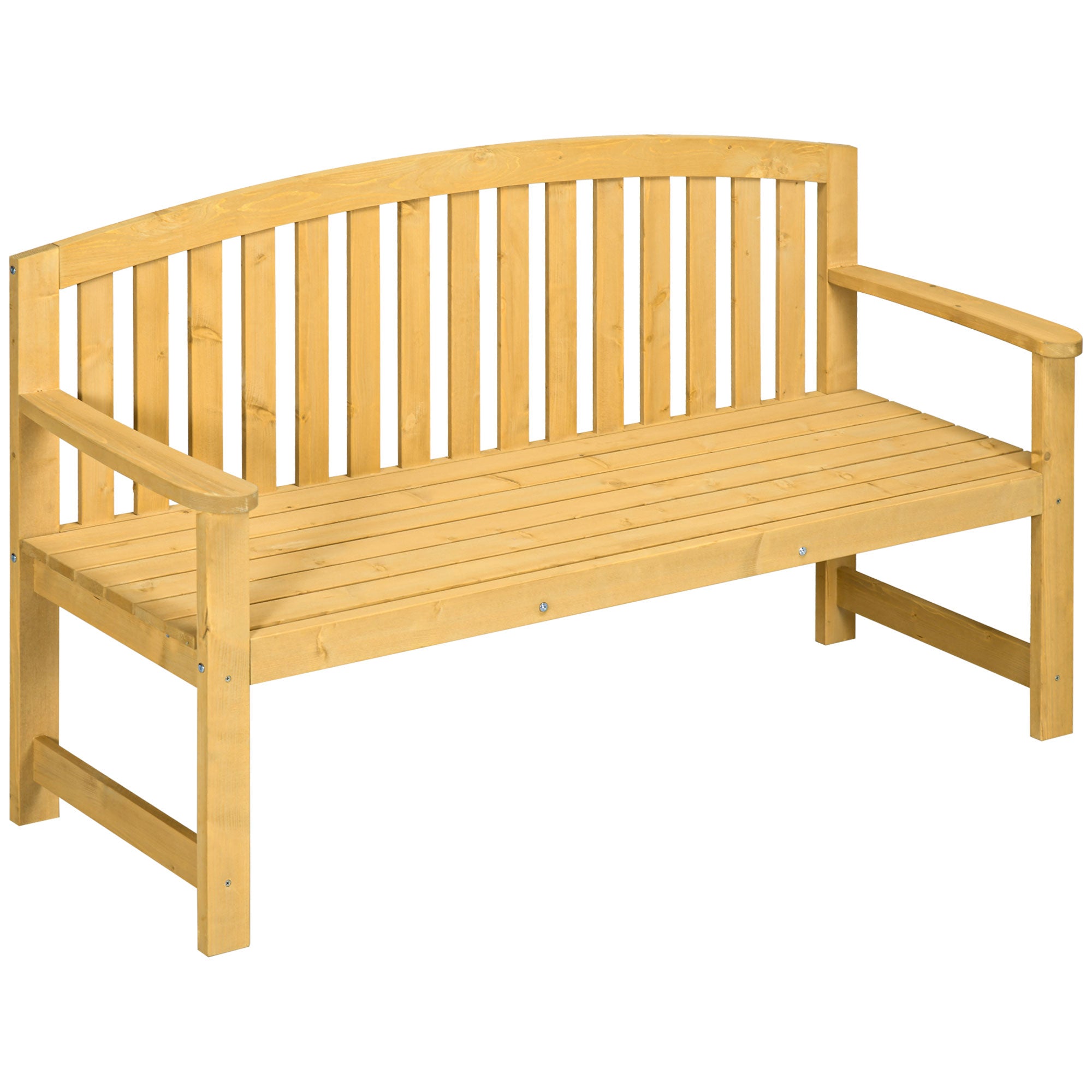 2 Seater Wooden Garden Bench with Armrest for Outdoor - Orange