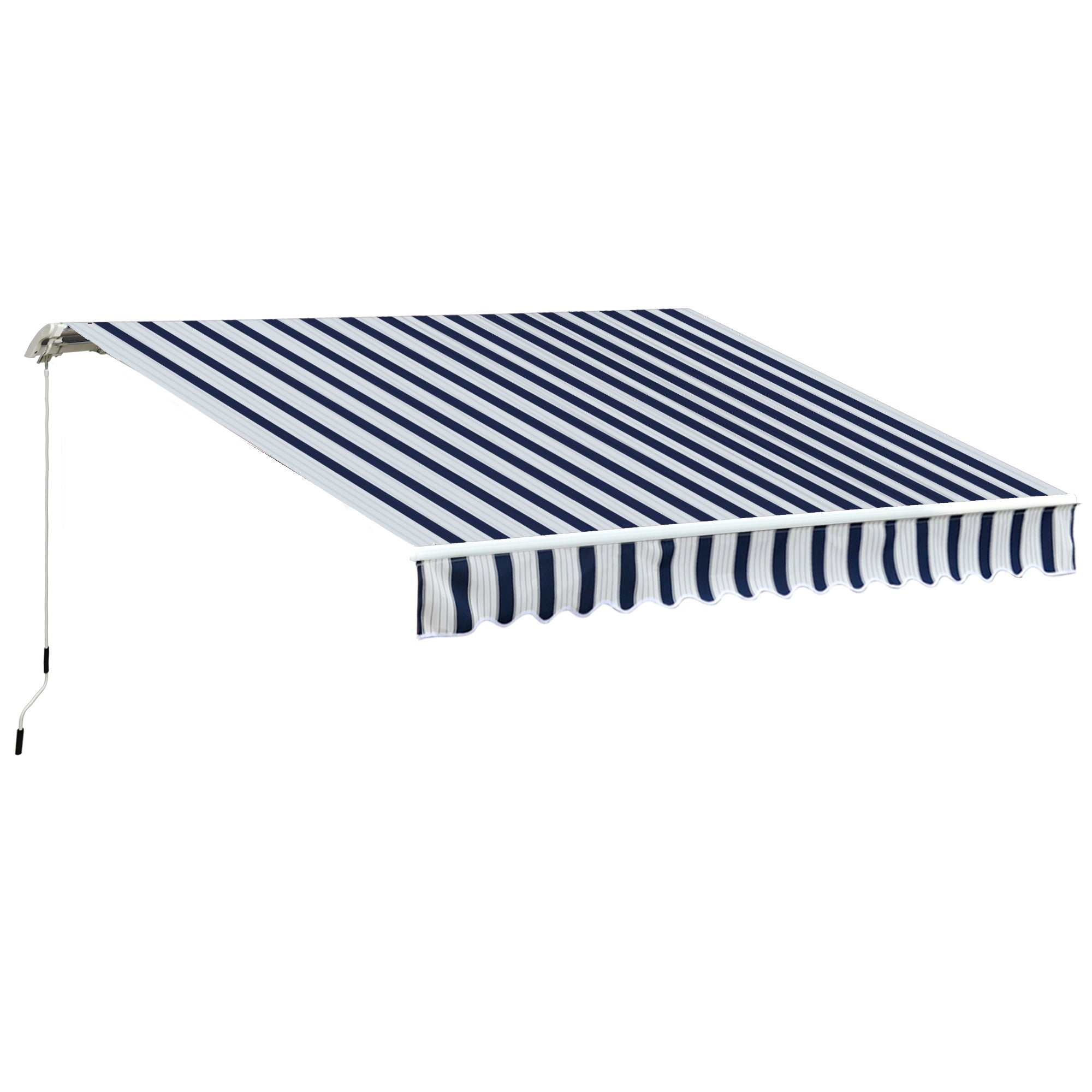 Retractable Garden Patio Awning Canopy with Easy Installation - Blue/White