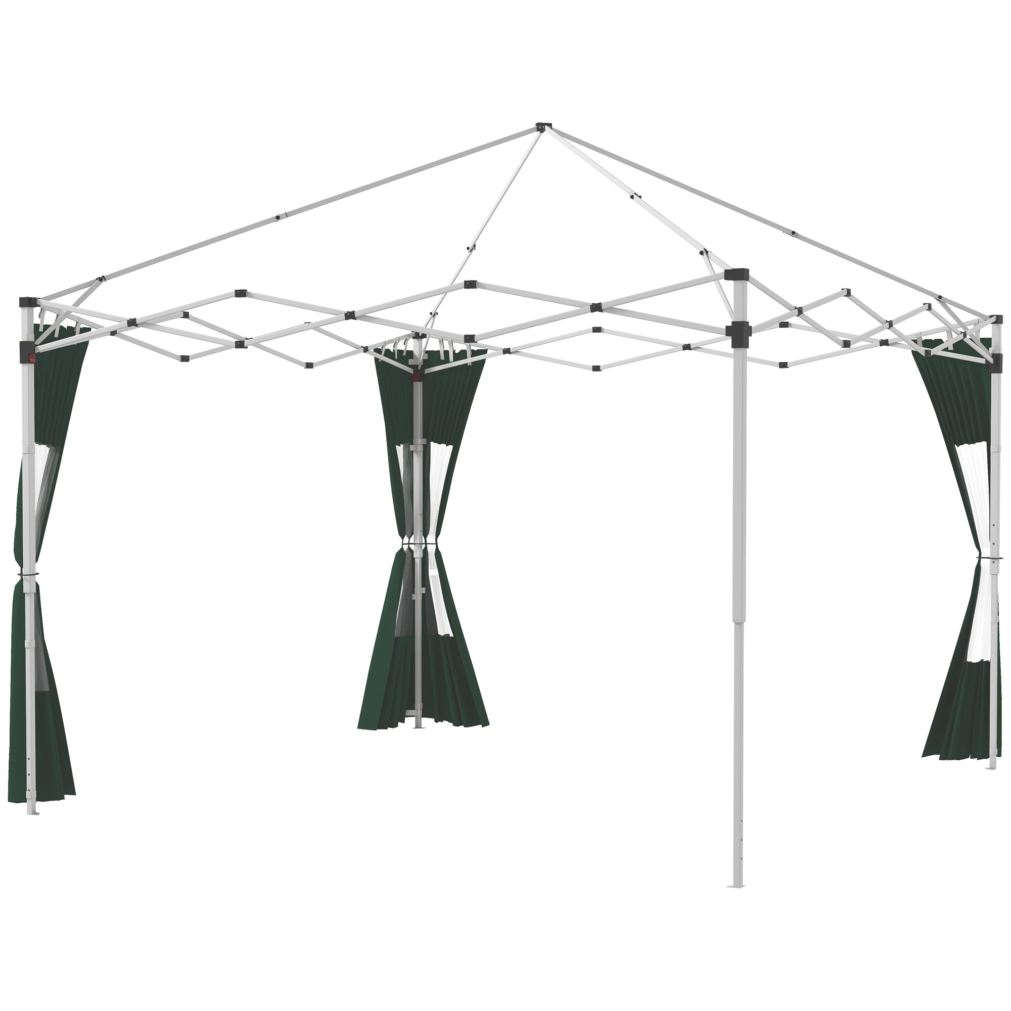 Set of 2 Gazebo Side Panels with Doors and Windows - Green