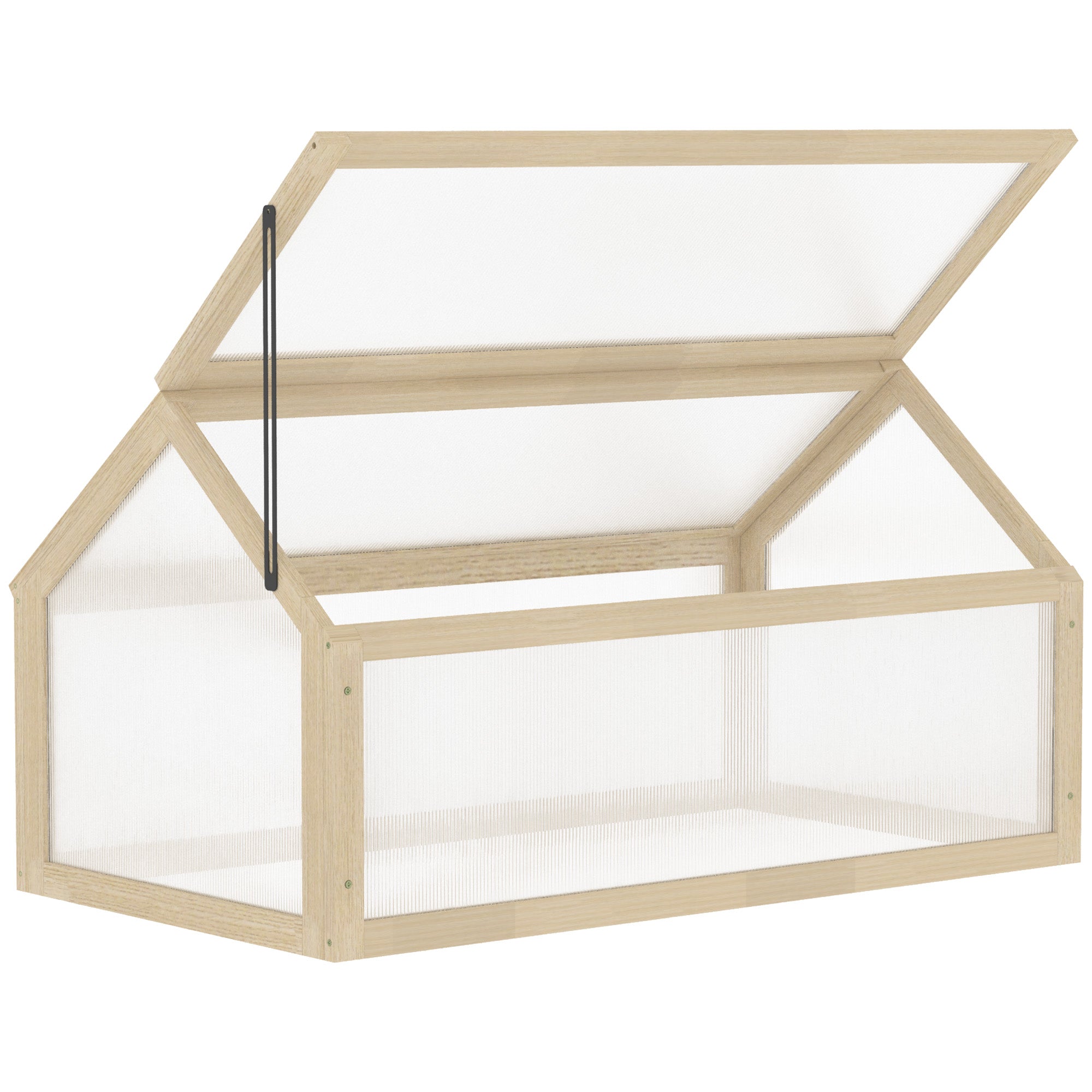Wooden Cold Frame Greenhouse with Polycarbonate Top - Natural 90x52cm