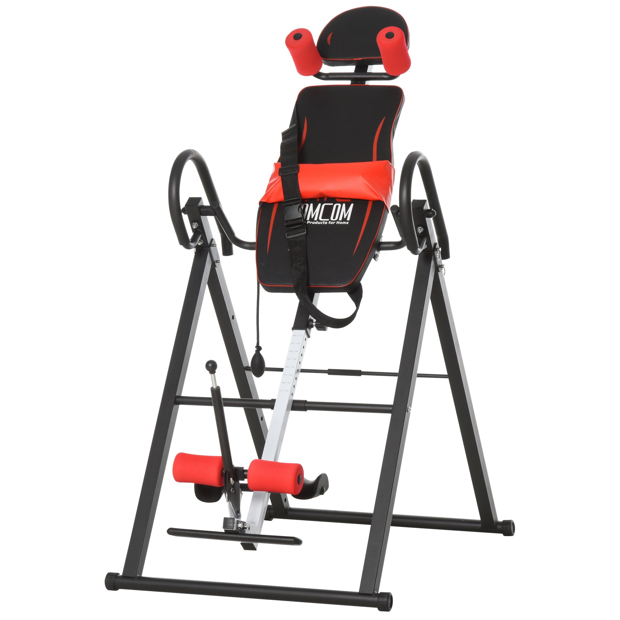 Steel Adjustable Gravity Inversion Table for Pain Relief - Red Black