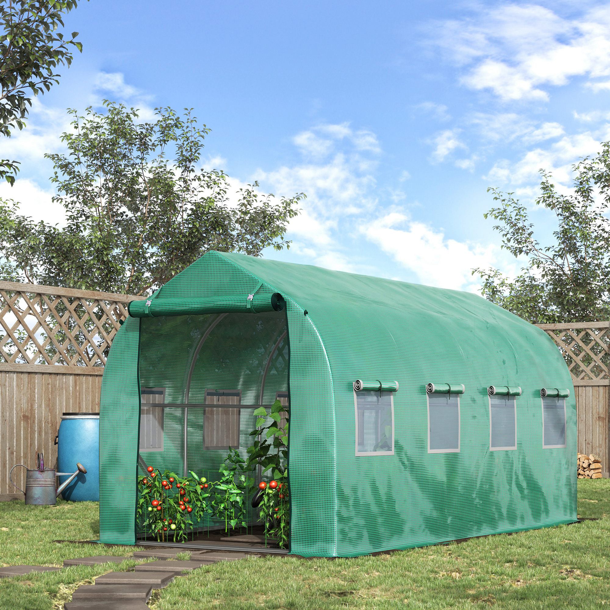 4 x 2 Metre Galvanised Frame Polytunnel Greenhouse with Windows and Door