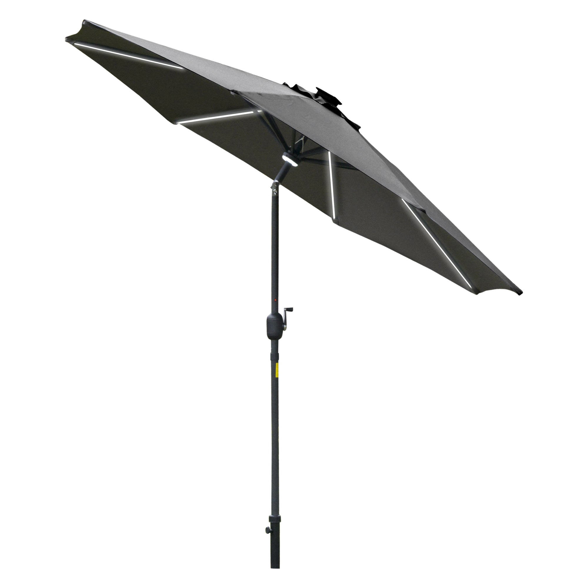 2.7m Garden Parasol with Solar LED Lights and Tilt Grey