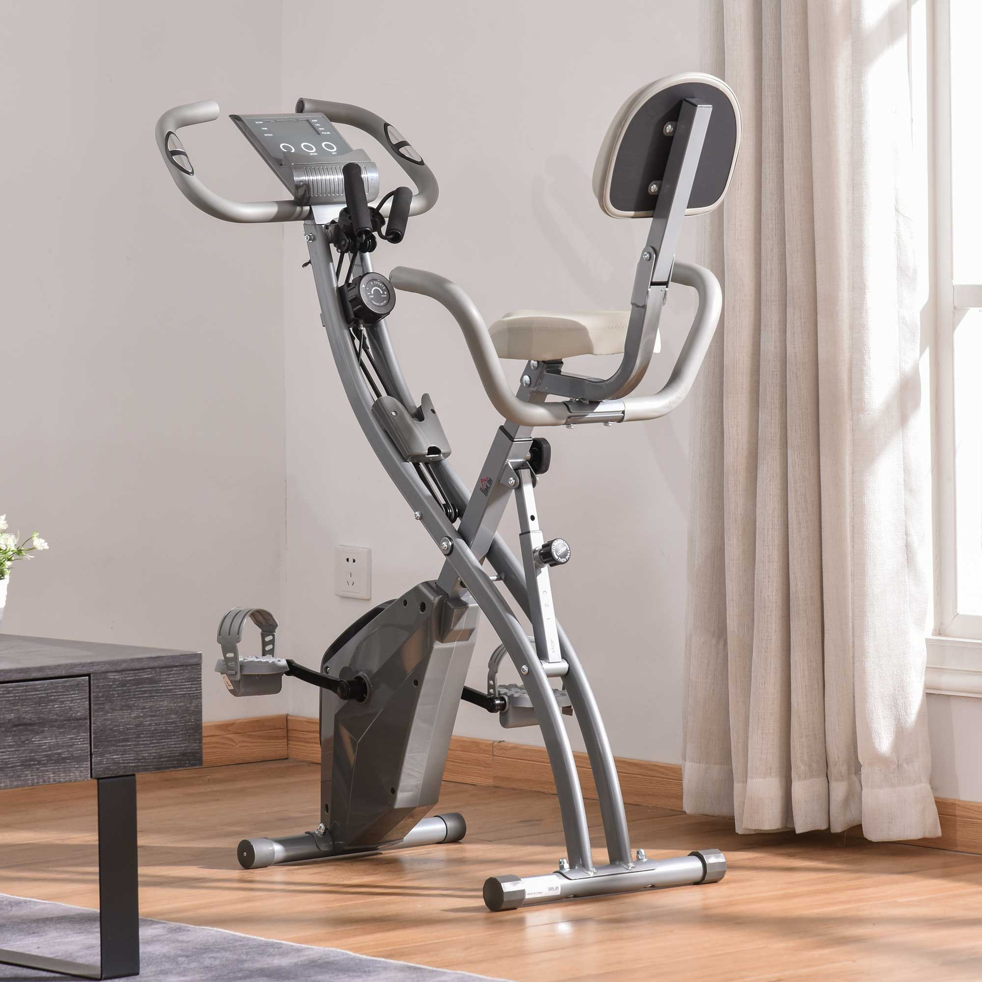 2-in-1 Foldable Exercise Bike with Magnetic Resistance - Black