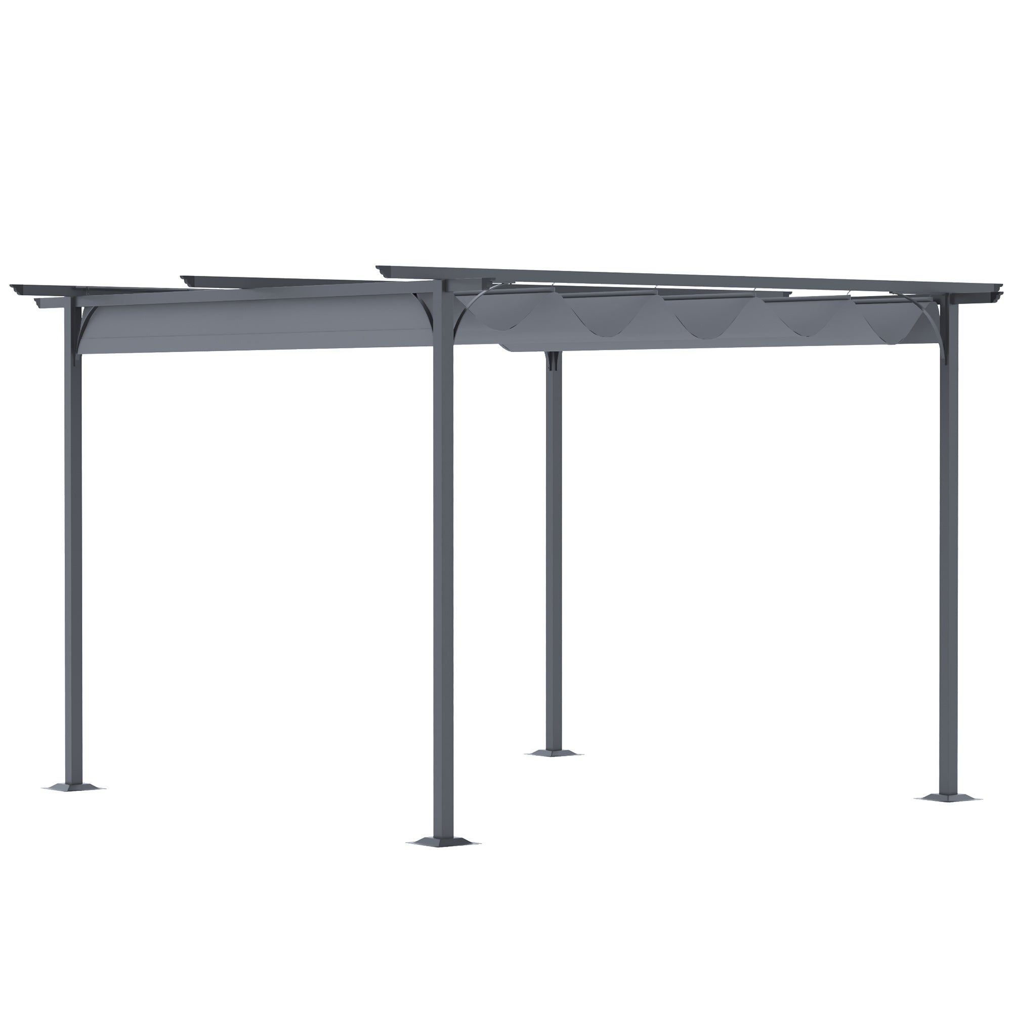 Retractable Metal Pergola with UV Resistant Canopy - Grey