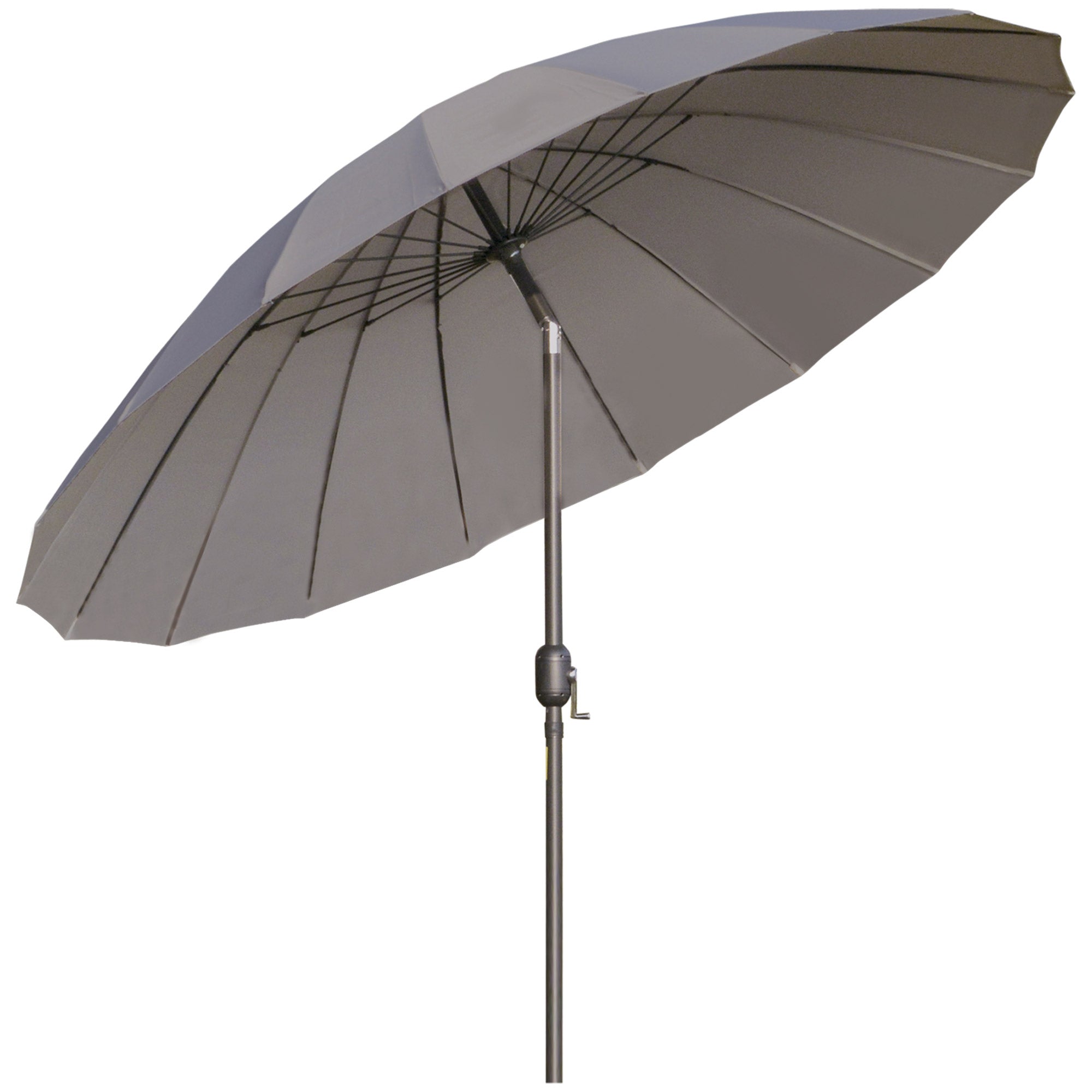Garden Umbrella 255cm with Push Button Tilt and Fibreglass Ribs - Dark Grey