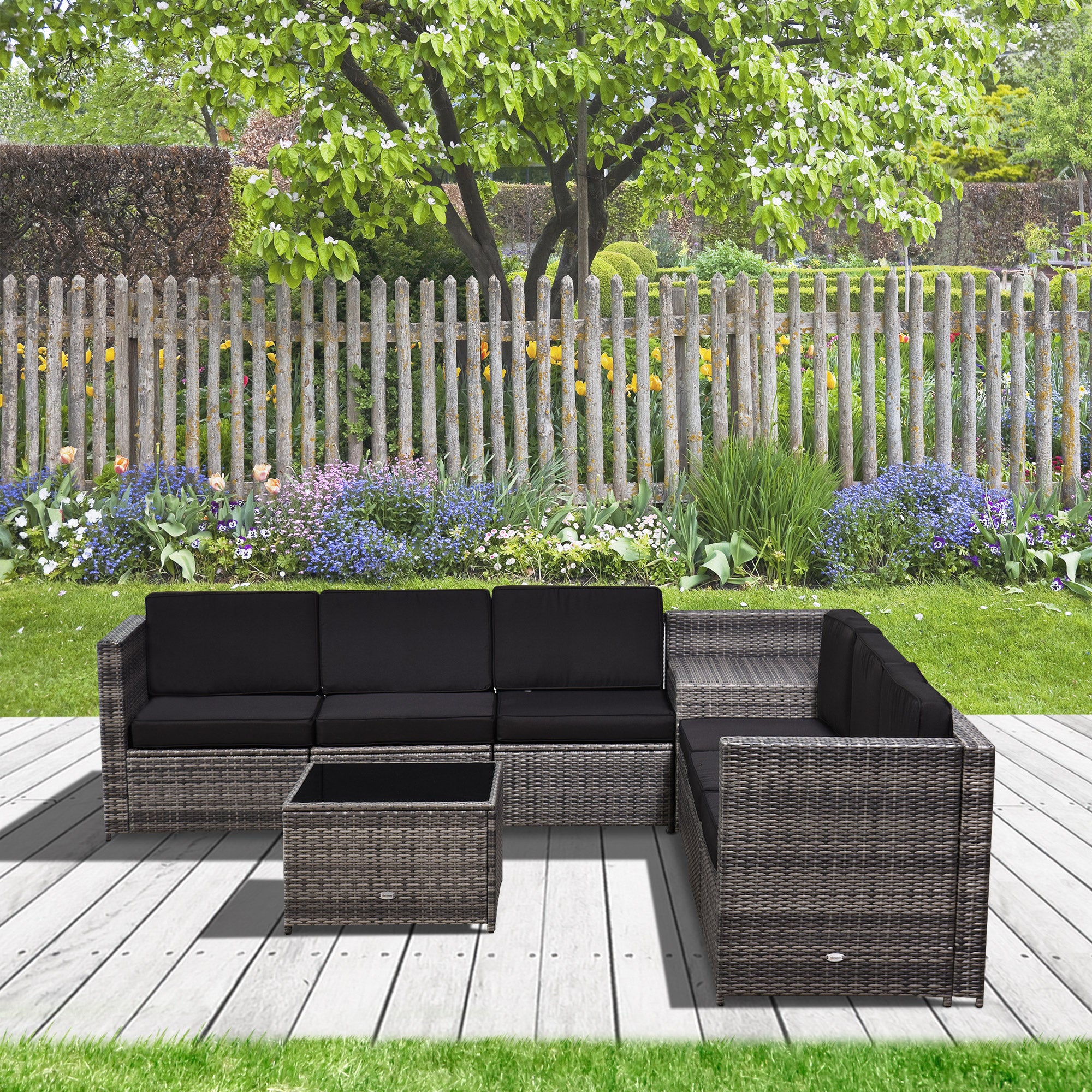 8 Piece Rattan Garden Furniture Set with Cushions Grey