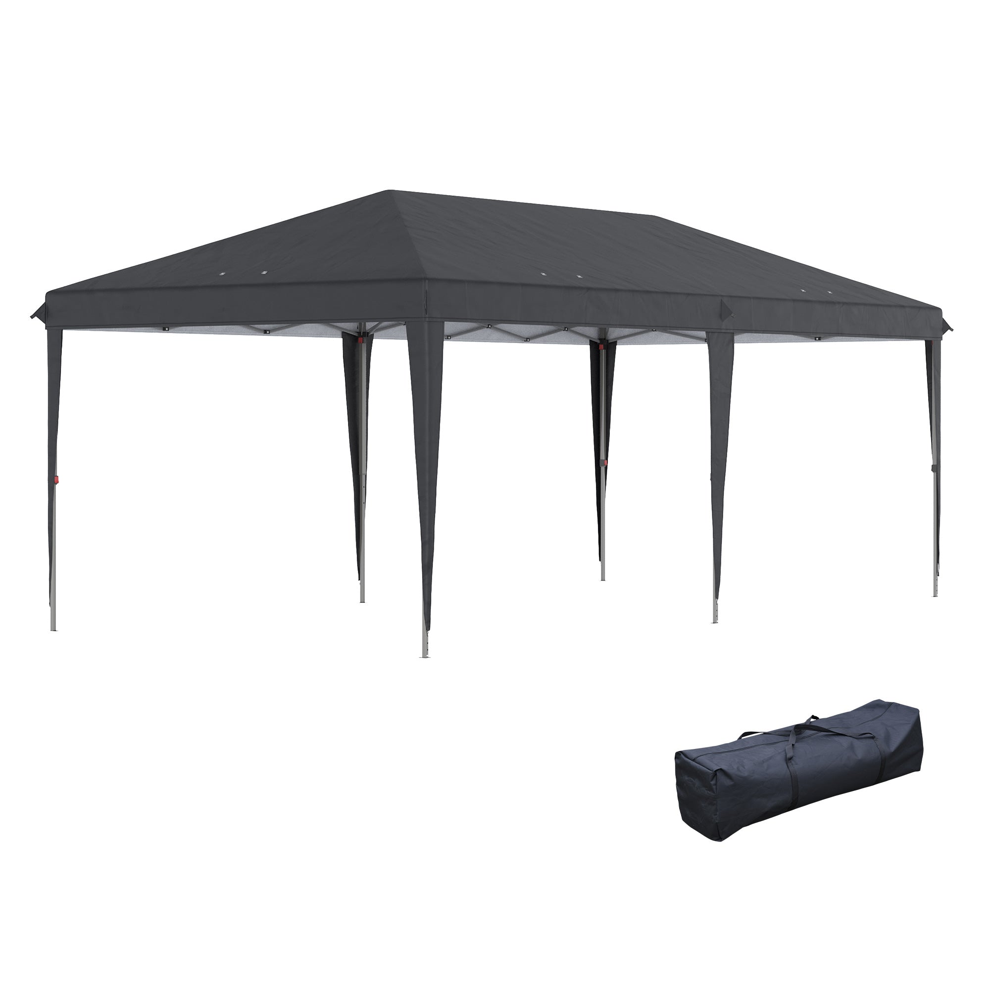 Height Adjustable Pop Up Gazebo Canopy Tent with Reflective Fabric - Black