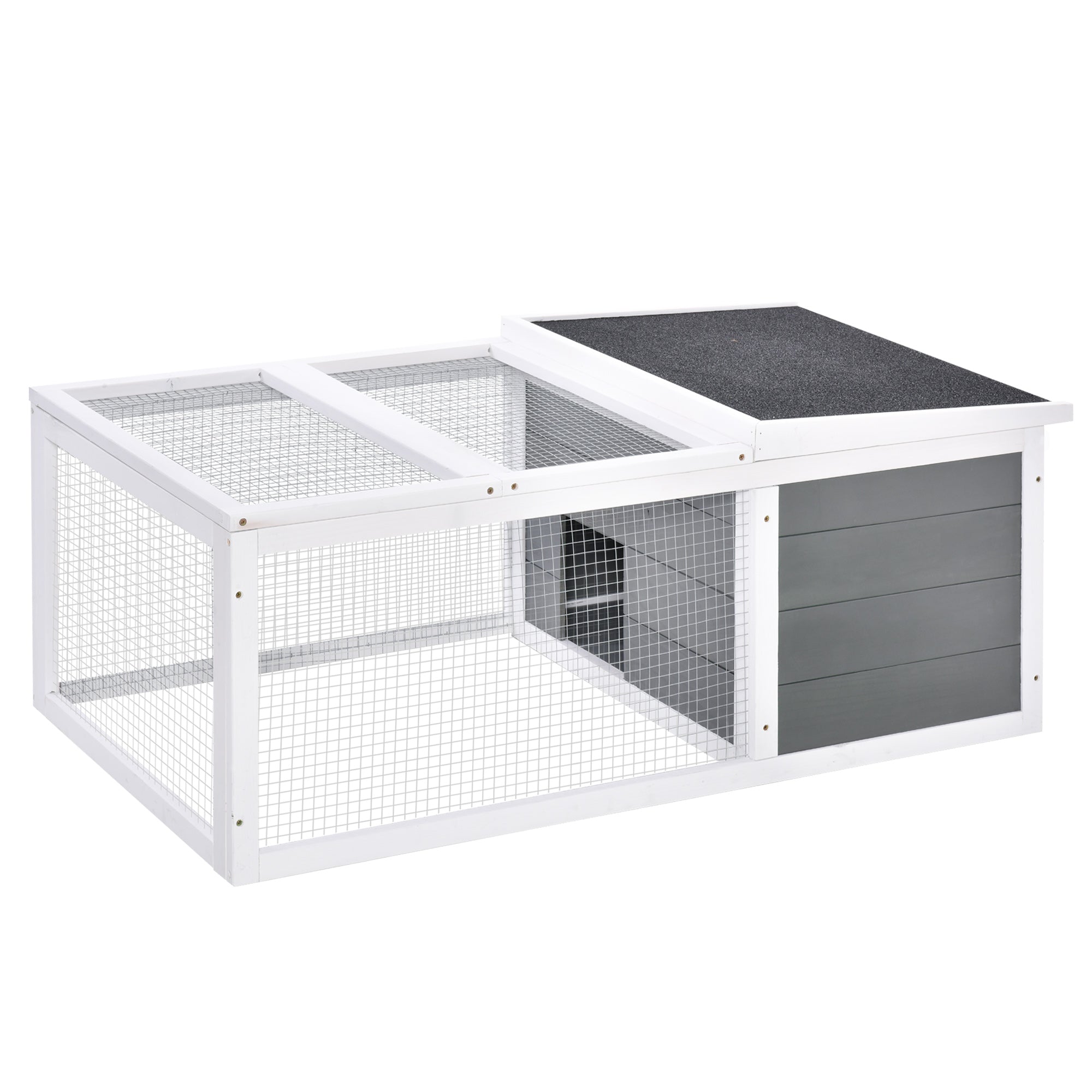 Indoor Outdoor Wooden Rabbit Hutch Small Animal Cage Pet Run Cover, with UV-resistant Asphalt roof and Water-repellent Paint