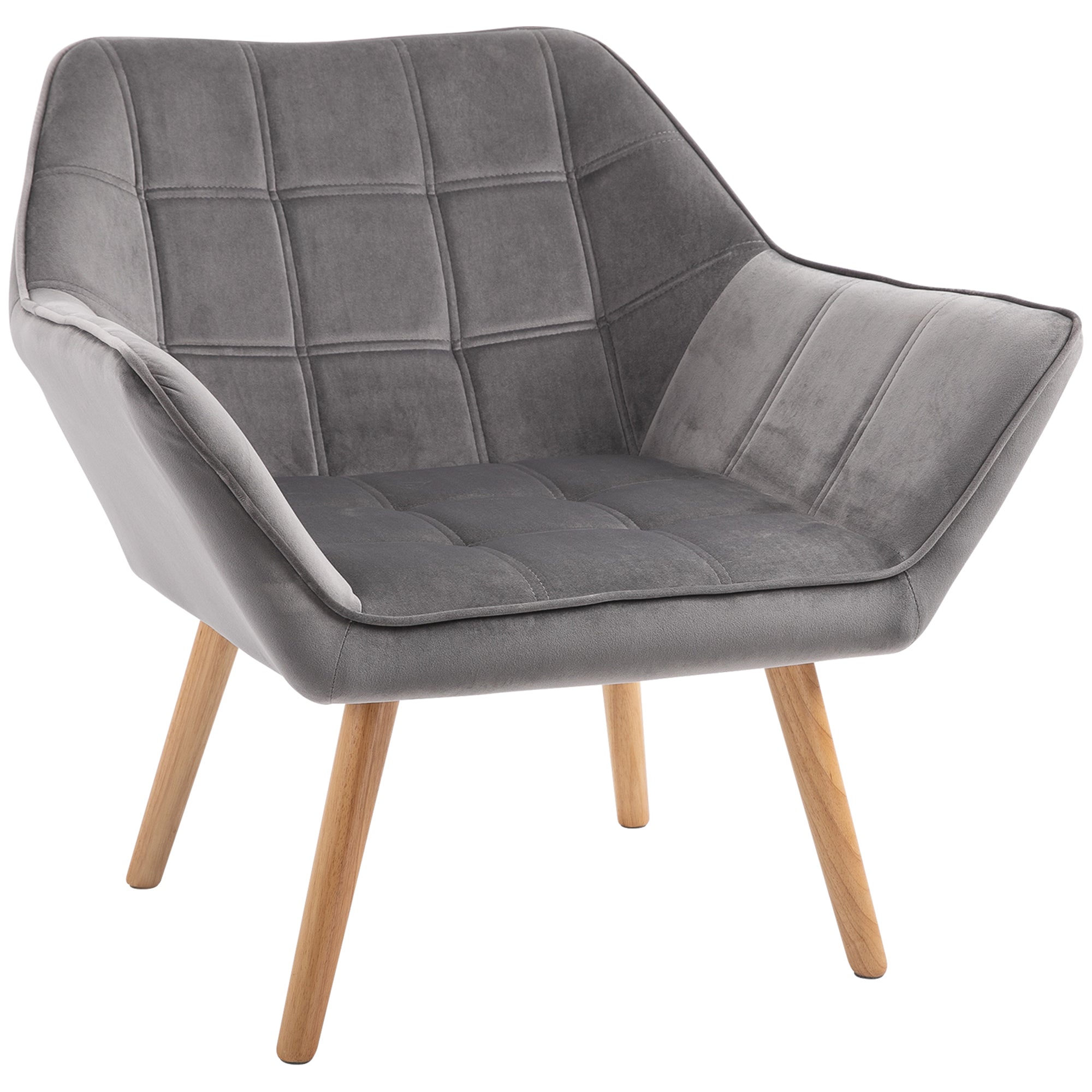 Luxurious Velvet Accent Chair with Wide Arms for Comfort - Grey