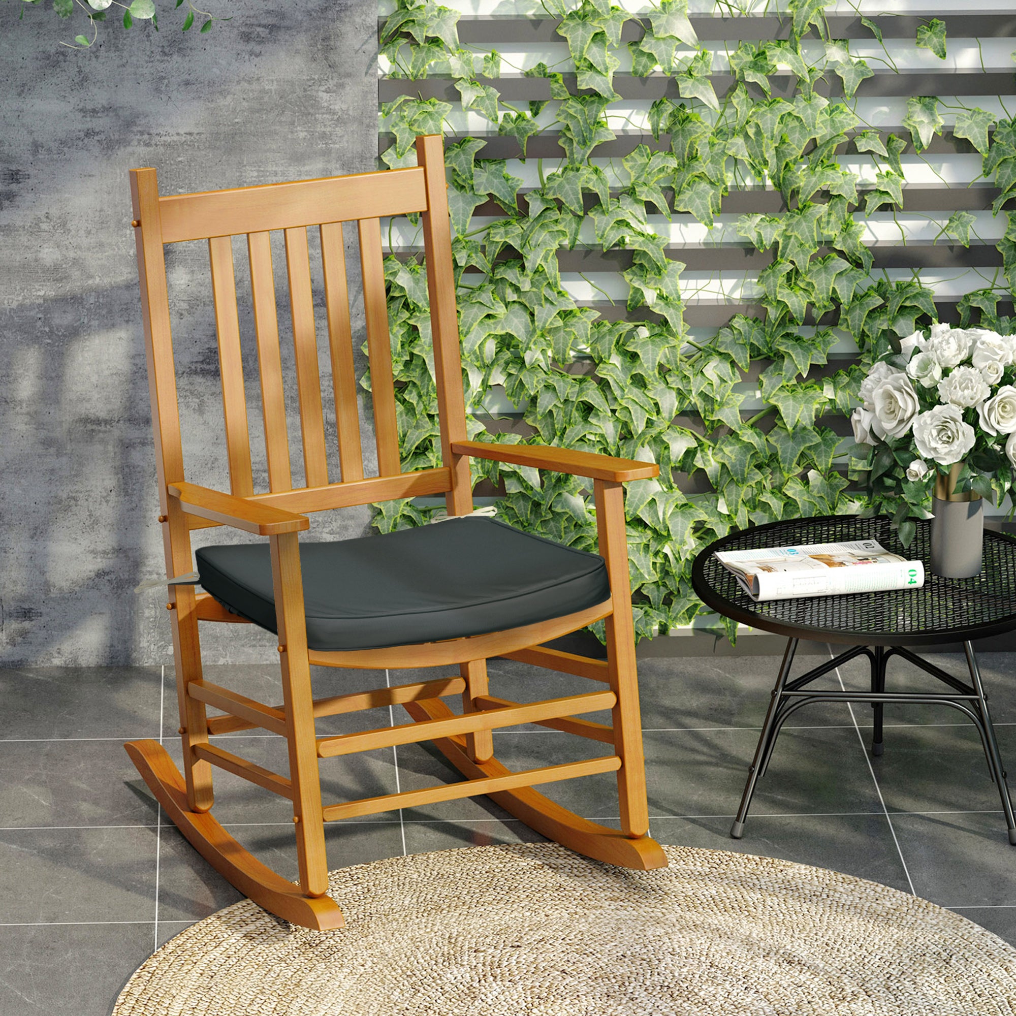 Set of 6 Thick Padded Chair Cushions for Indoor & Outdoor Use - Grey