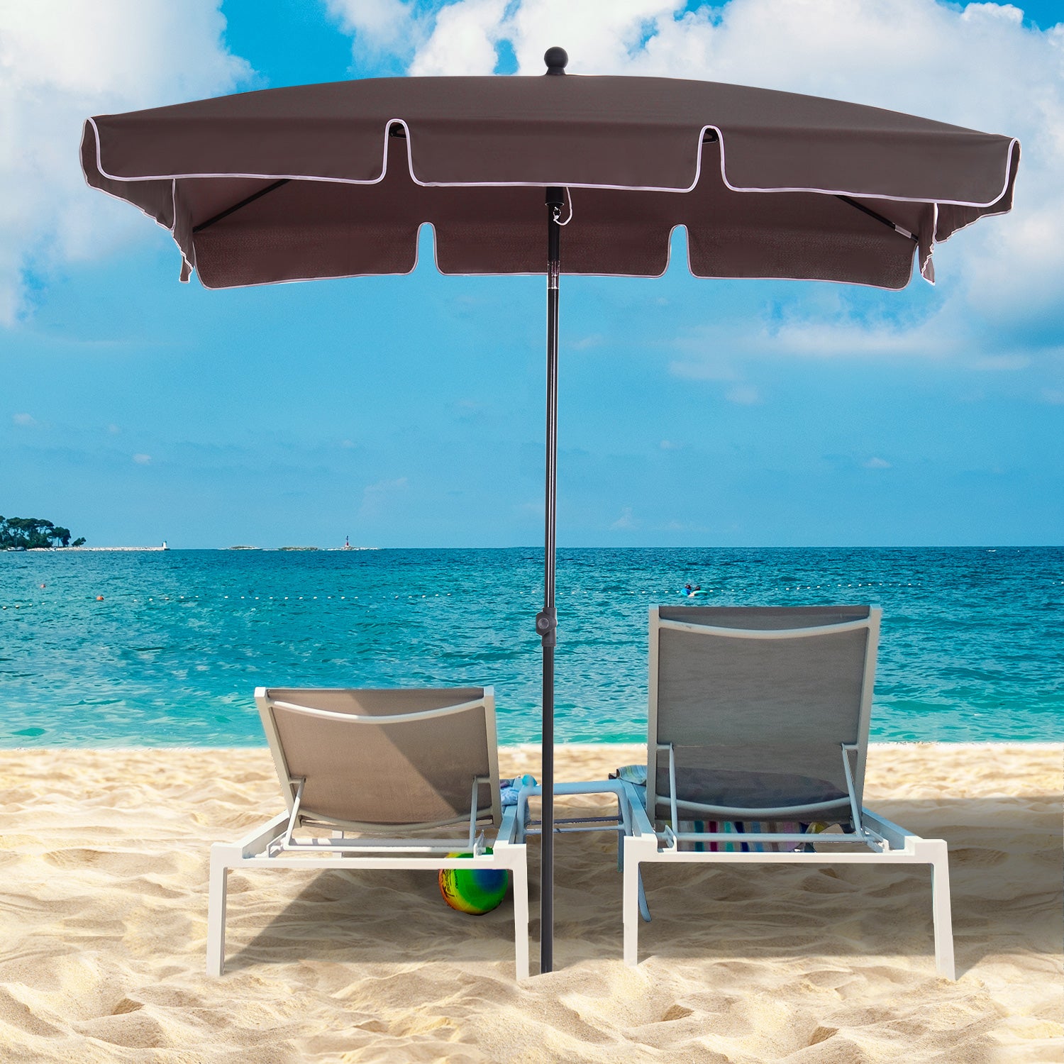 Aluminum Garden Parasol 2.5㎡ Canopy with Adjustable Tilt - Brown