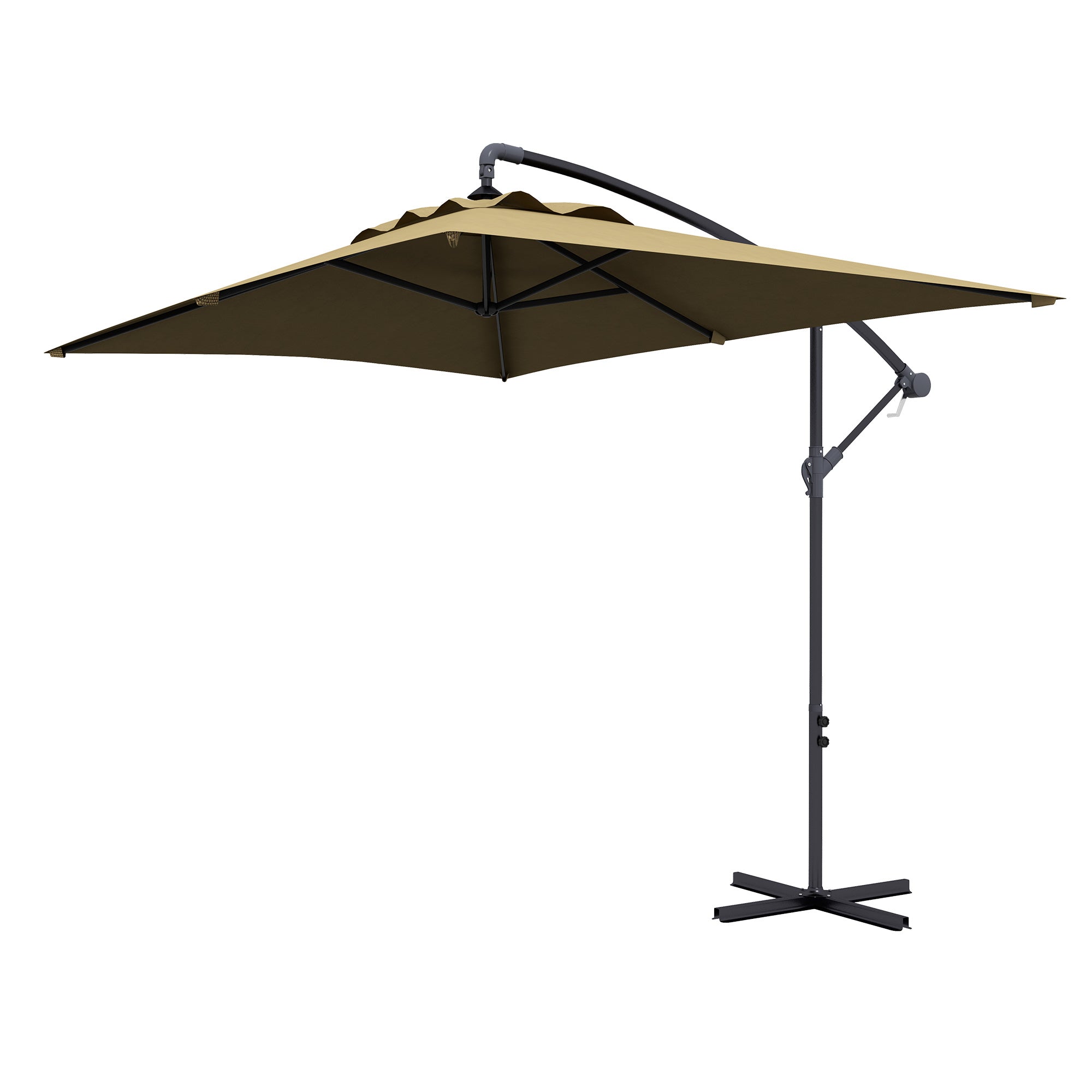 3x2m Cantilever Parasol Set with Crank Handle and Steel Pole - Banana Yellow
