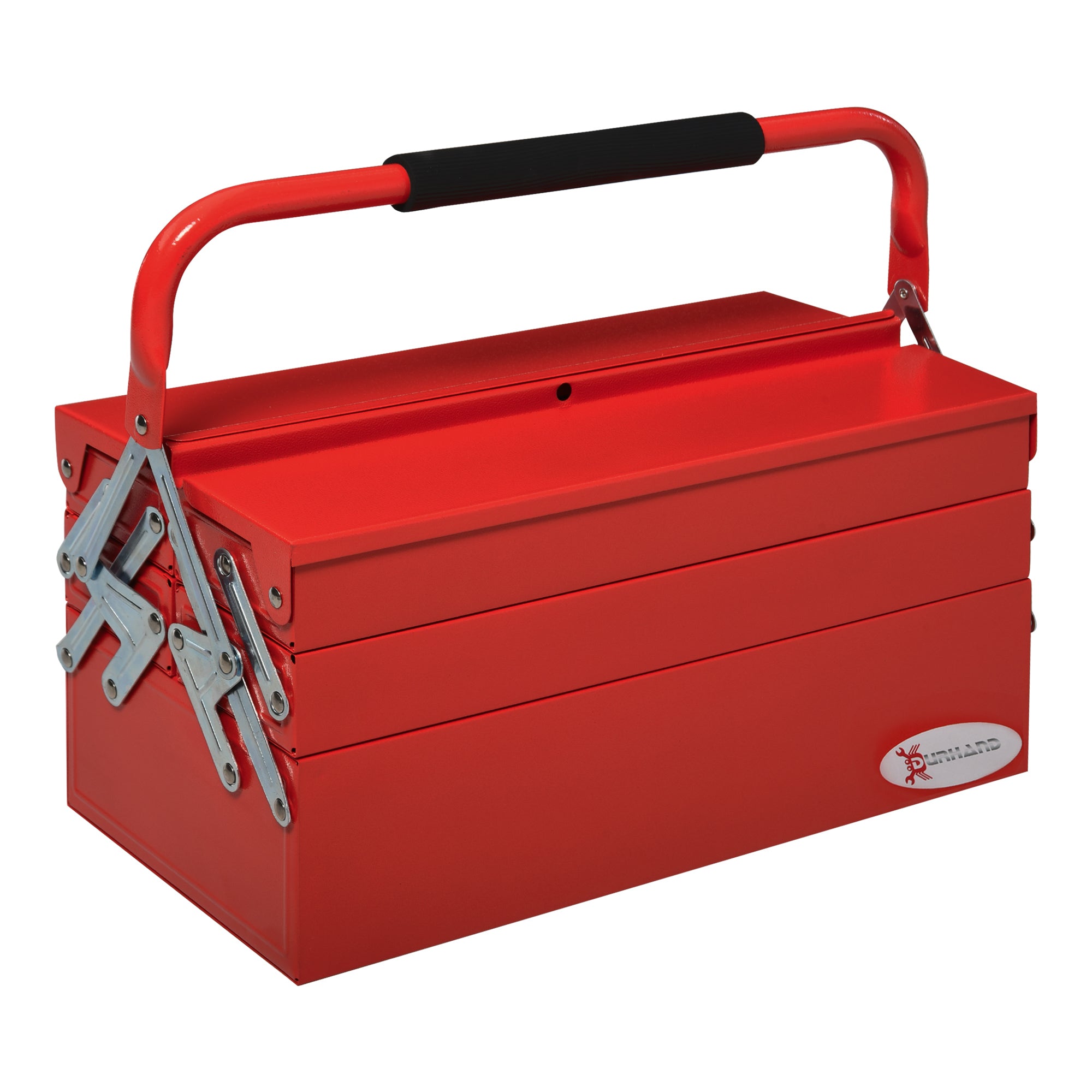 Metal Tool Box 3 Tier 5 Tray Professional Portable Storage Cabinet Workshop Cantilever Toolbox with Carry Handle, 45cmx22.5cmx34.5cm, Red