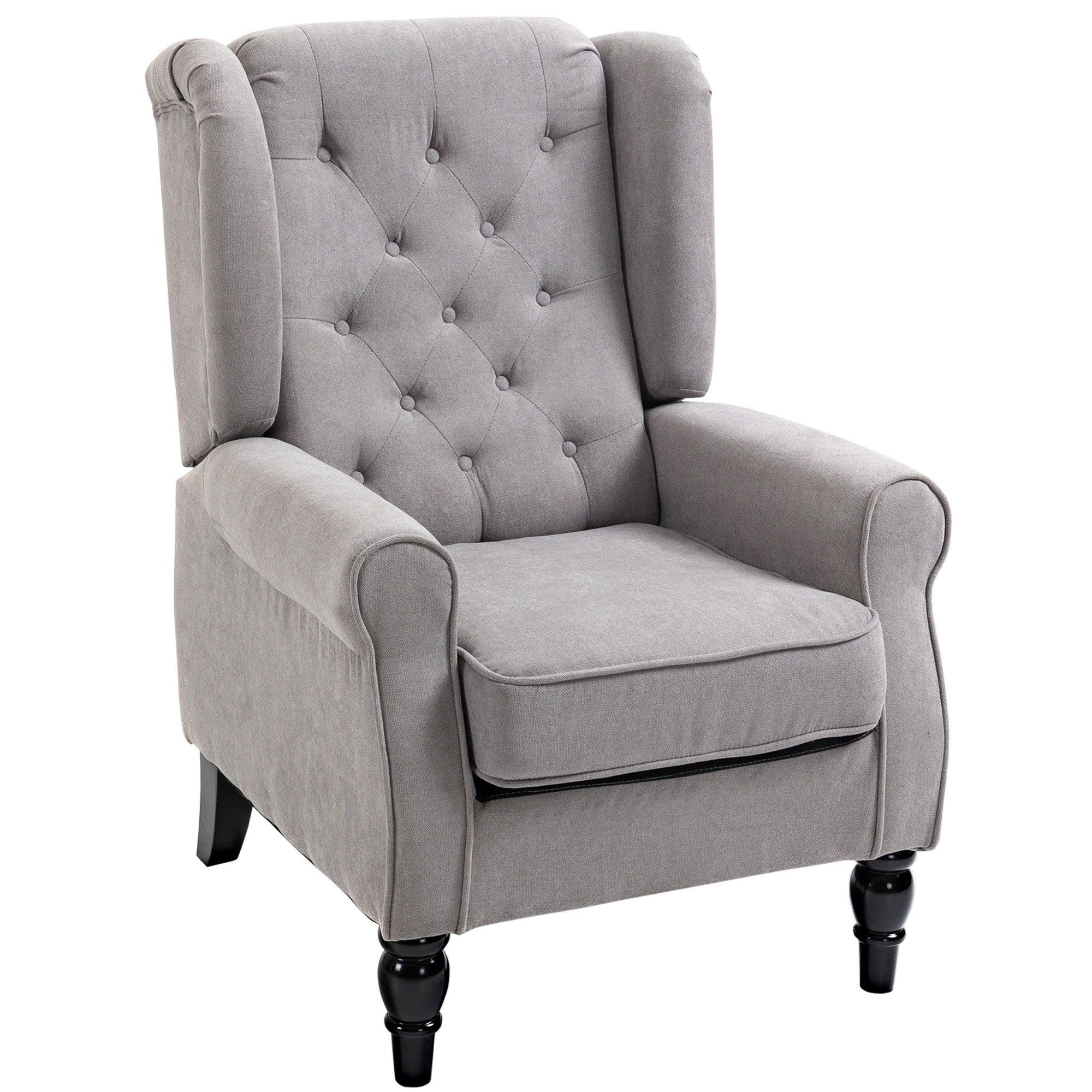 Retro Wingback Accent Chair with Stylish Button Tufting - Grey