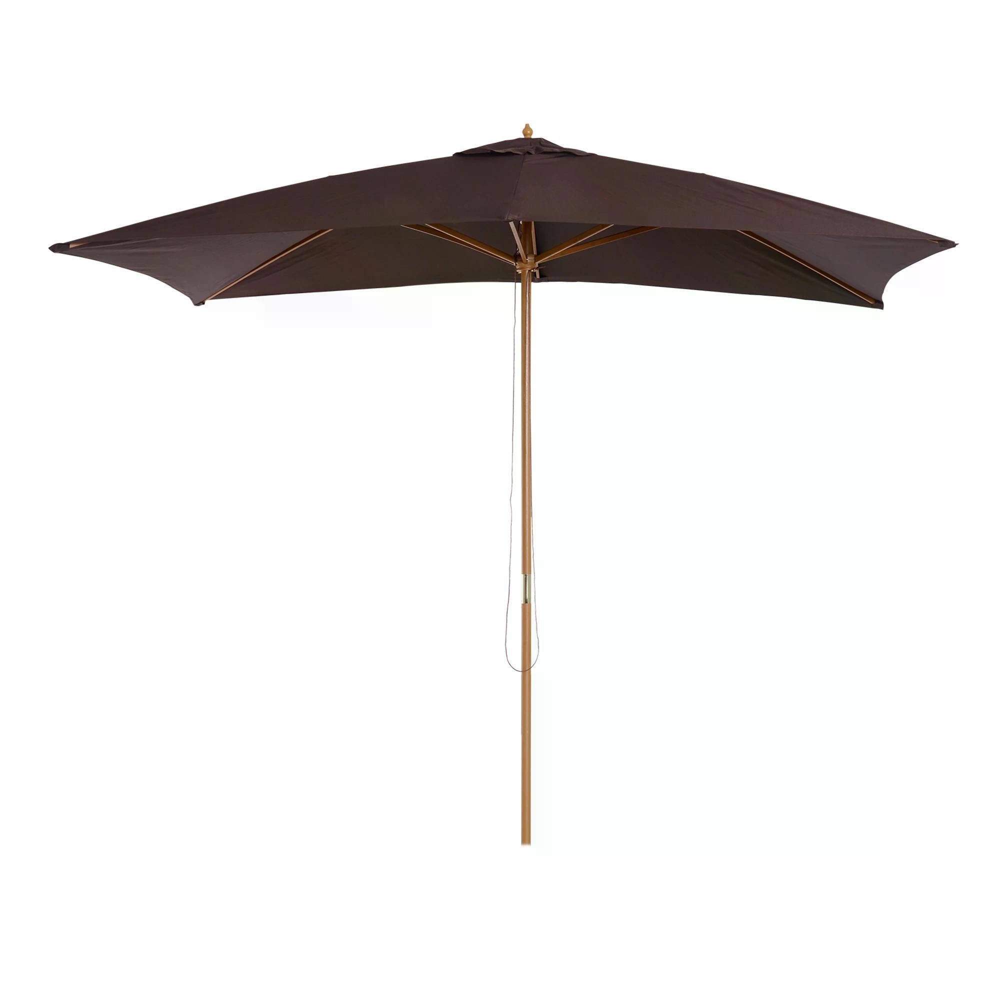 Set of 2 Wooden Garden Parasols with Ventilated Polyester Canopy - Dark Coffee