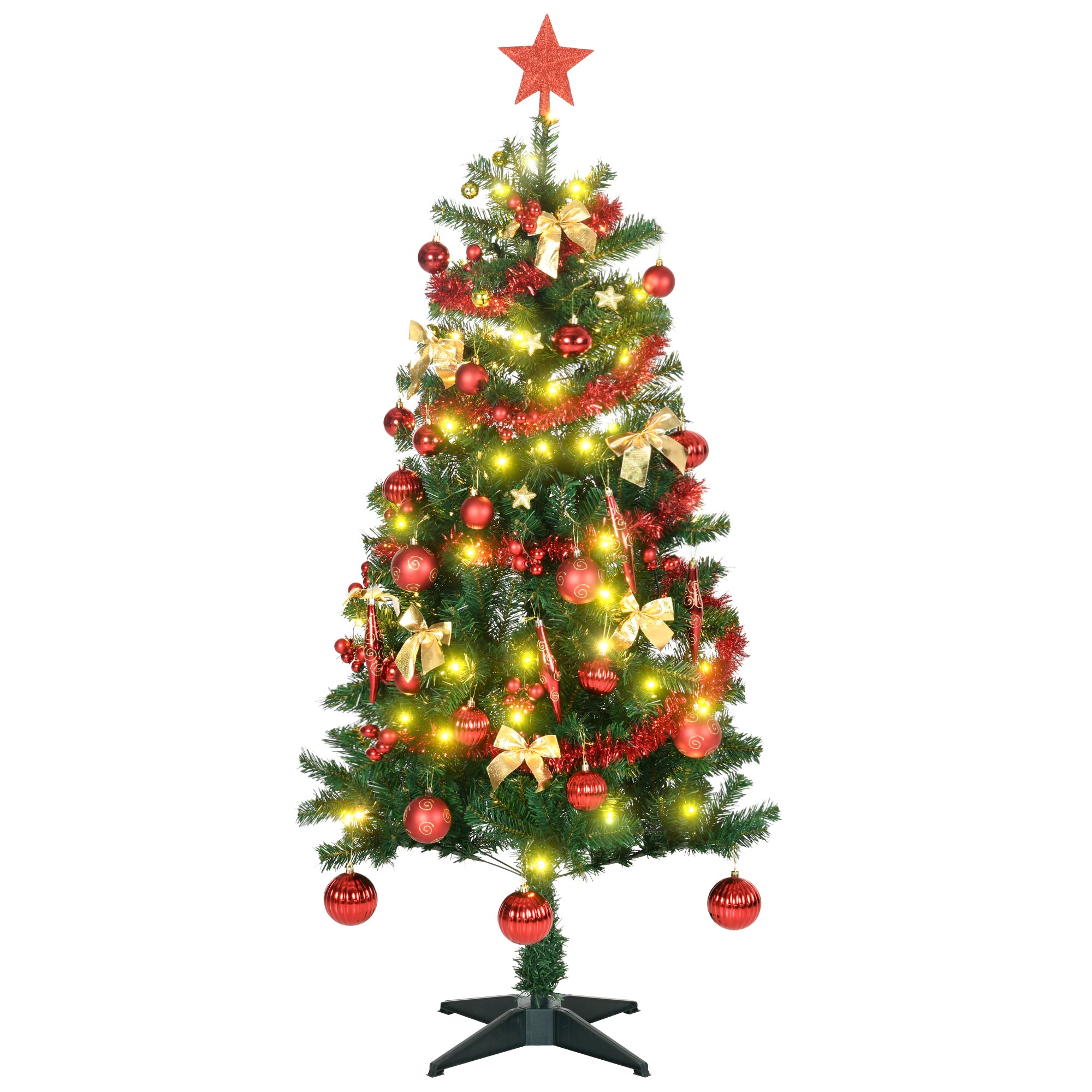 5' Prelit Artificial Christmas Tree with Warm White LED Lights and Decorations - Green