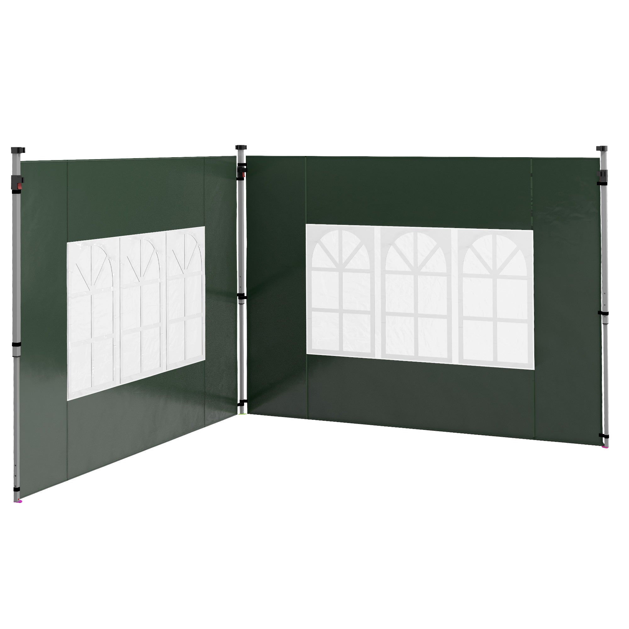 2 Pack Gazebo Side Panels with Window for 3x3 or 3x4m Canopy - Green