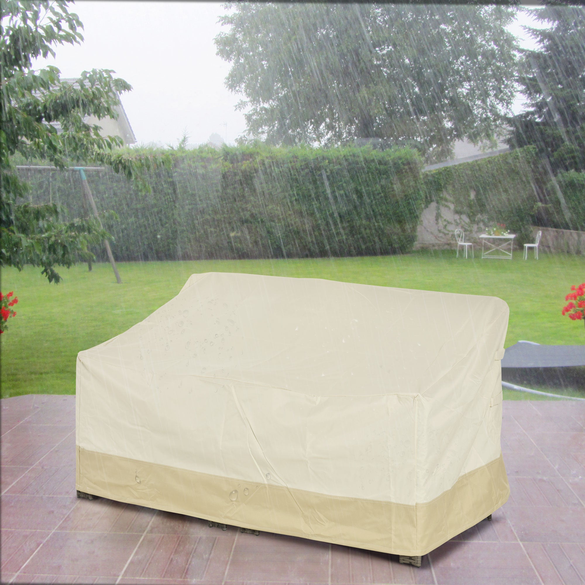 1 Piece Waterproof 3 Seat Rattan Patio Furniture Cover - 600D Oxford Cloth
