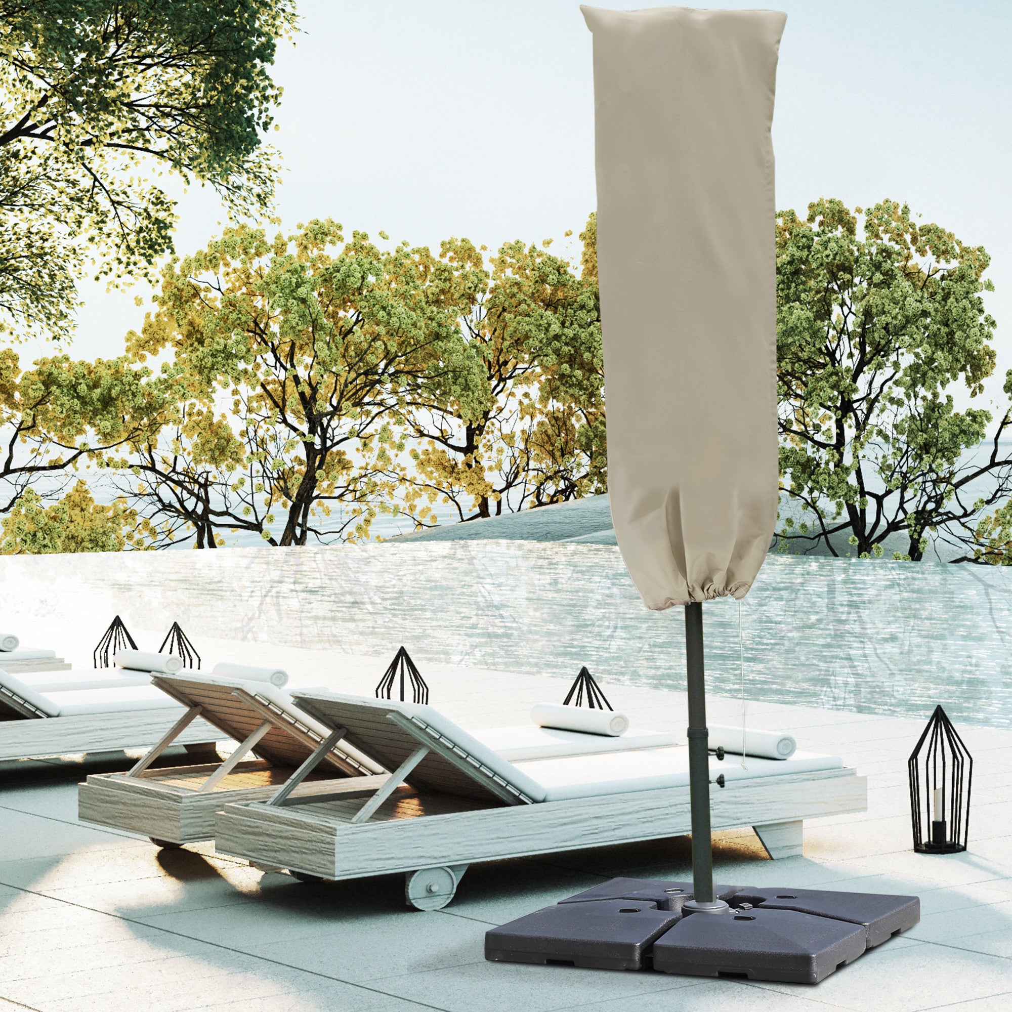 Cantilever Umbrella Cover Weatherproof Oxford Cloth Protector - Black