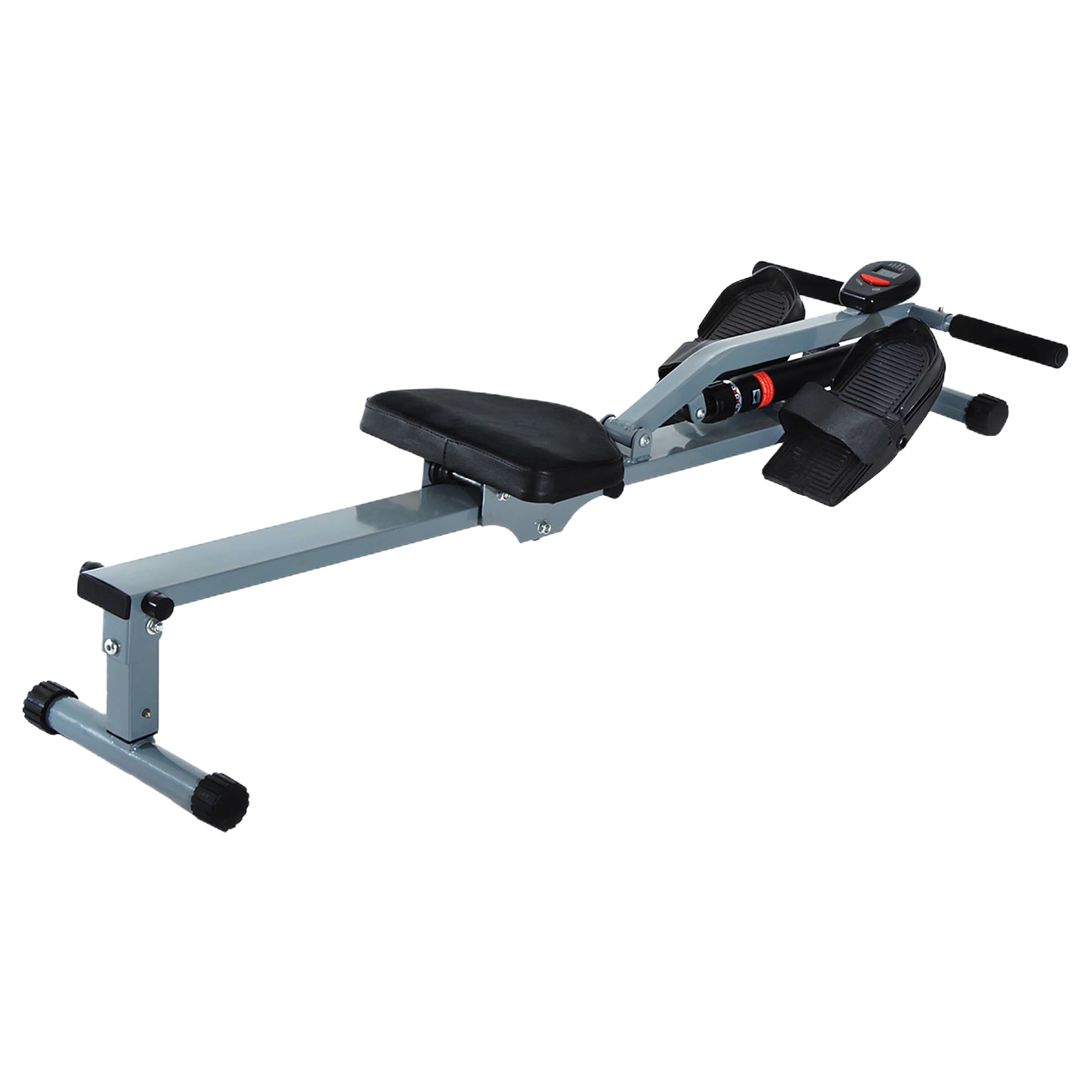Adjustable Resistance Rowing Machine with LCD Monitor - Black