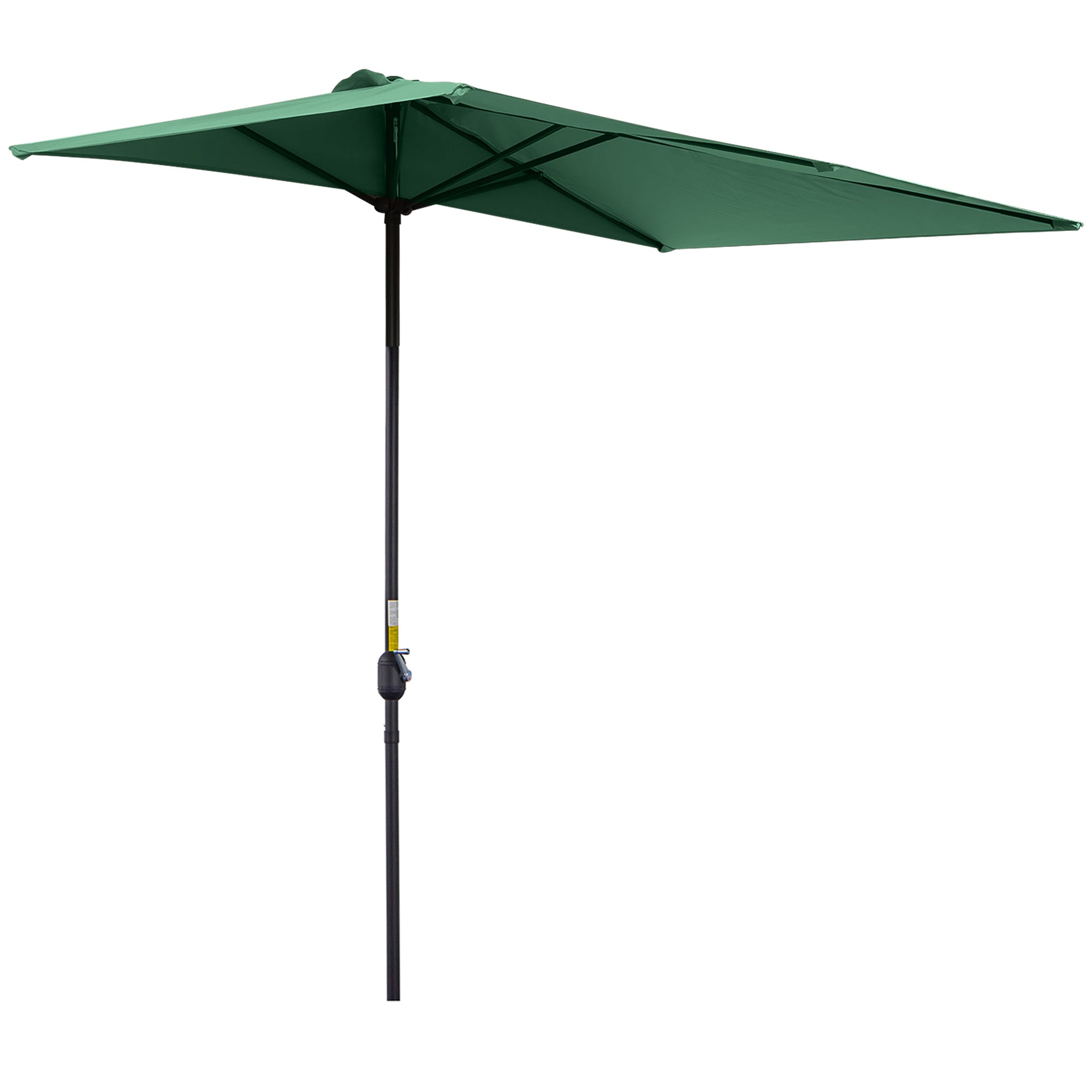 2.3 Metre Half Round Garden Parasol With Crank Handle - Green