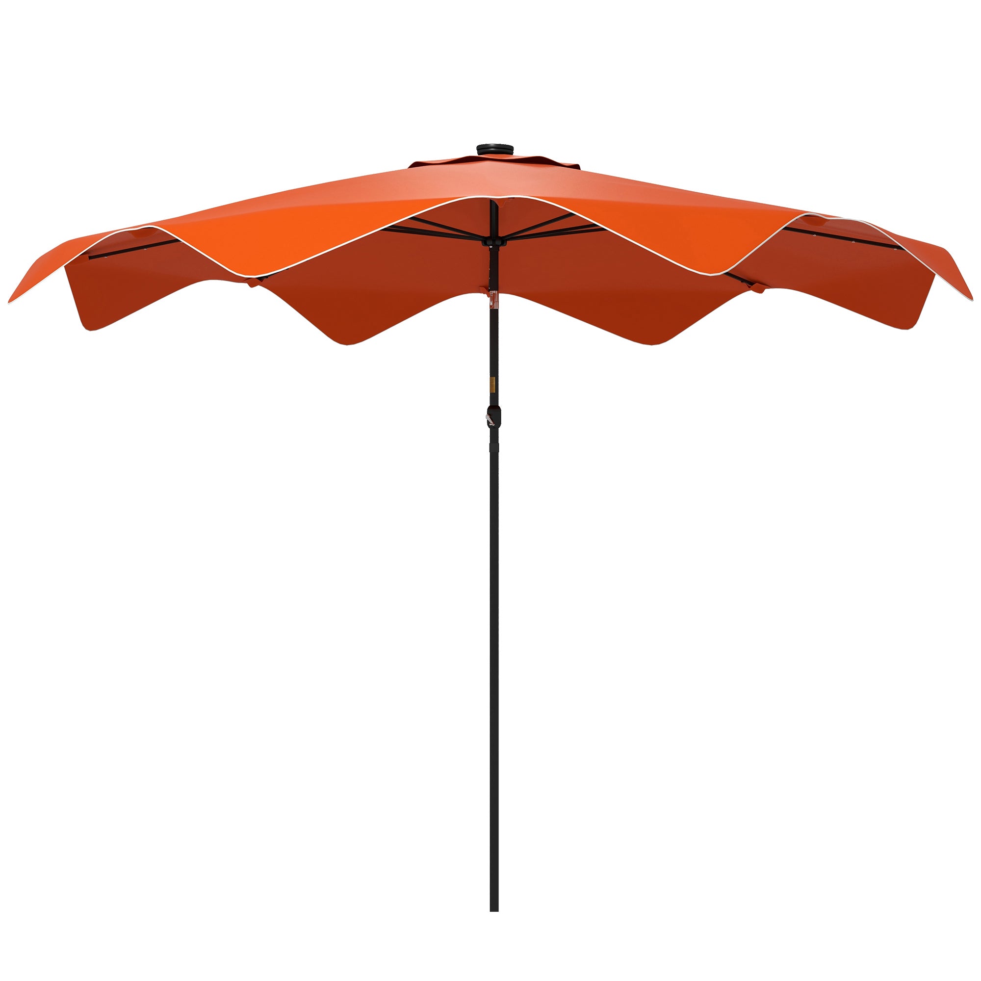 Solar Patio Umbrella 3x3m with LED Lights, Tilt & Crank - Orange