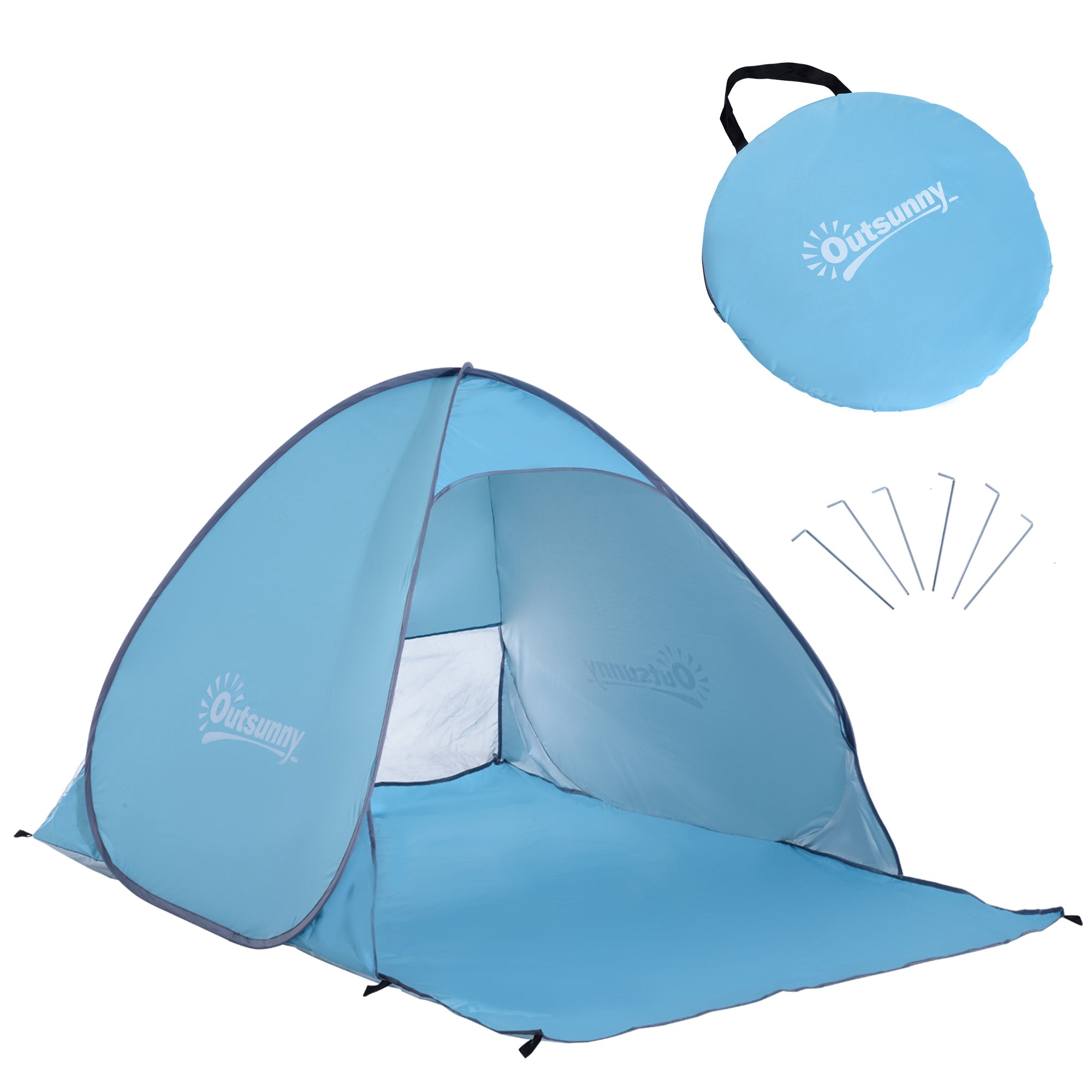 Pop Up Beach Tent for 2-3 People with UV Protection - Blue