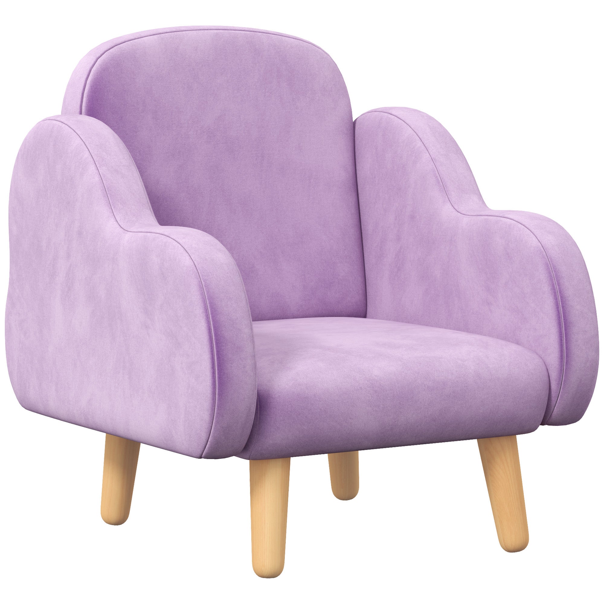 Cloud Shape Toddler Armchair Upholstered in Plush Velvet - Purple