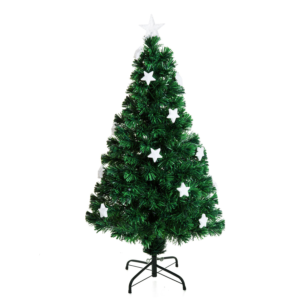 4ft 120cm Fiber Optic Artificial Christmas Tree with Star LED Lights - Green