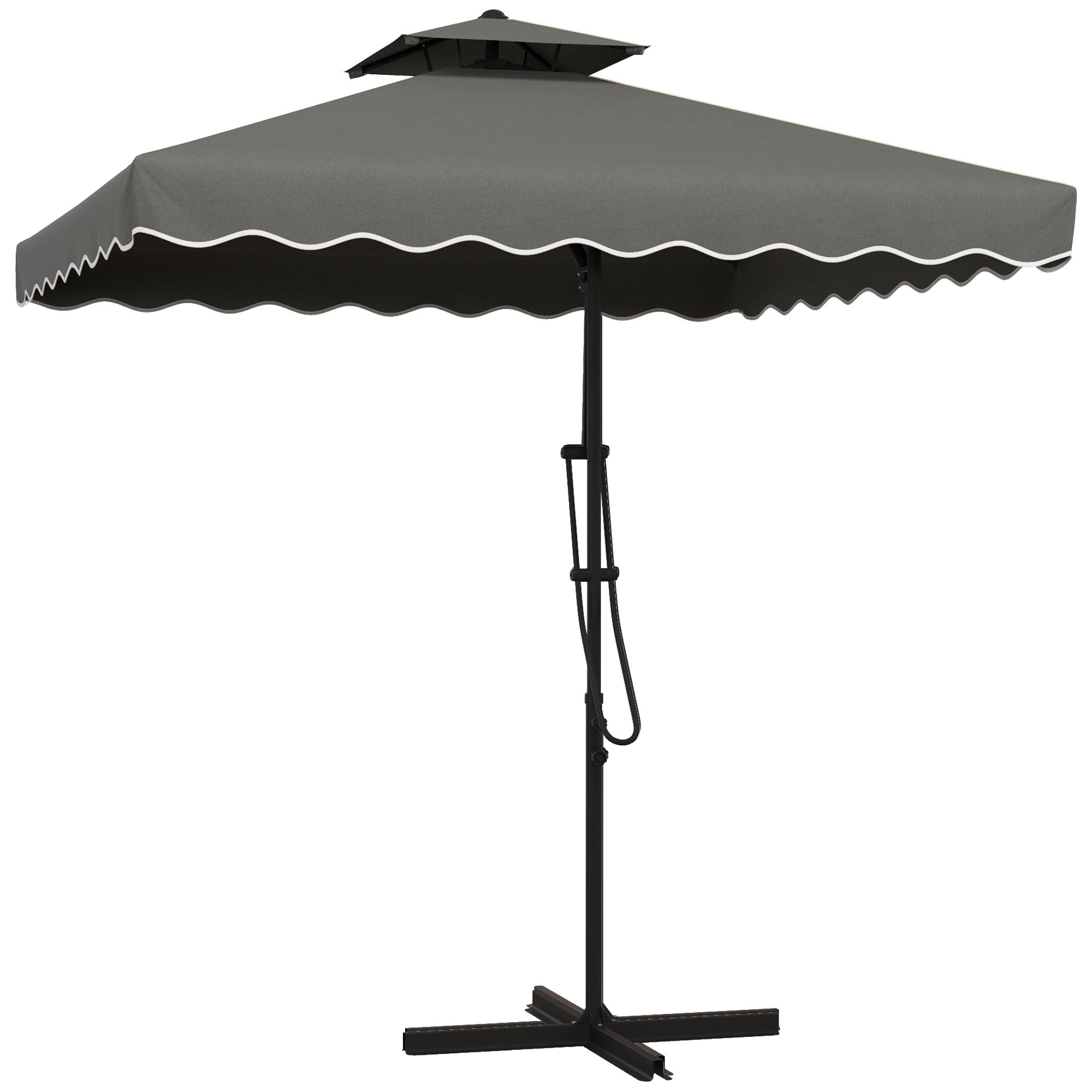 2.5m Square Cantilever Garden Parasol with Ruffled Canopy - Dark Grey