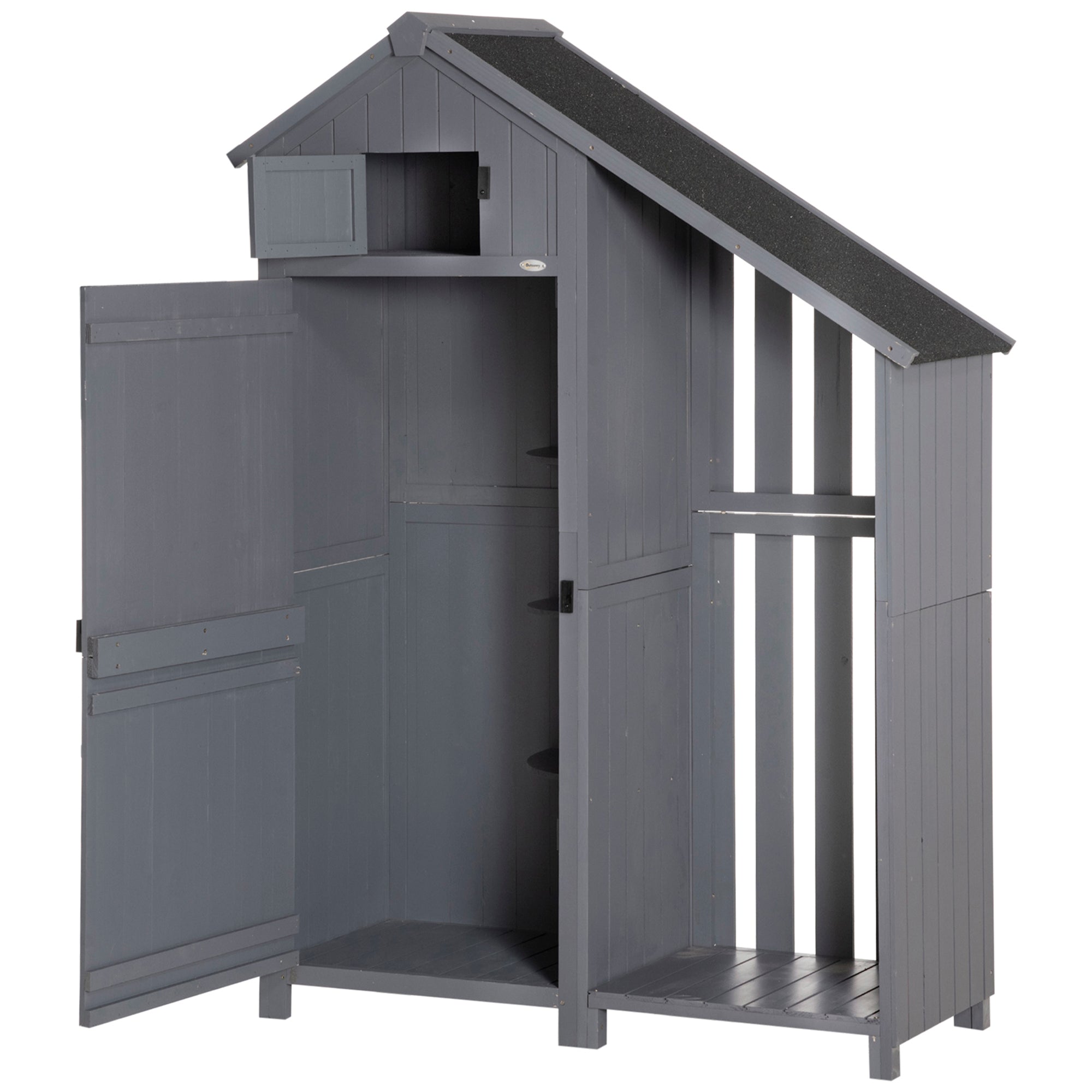 Garden Outdoor Storage Shed with 3 Shelves and Tilt Roof Grey