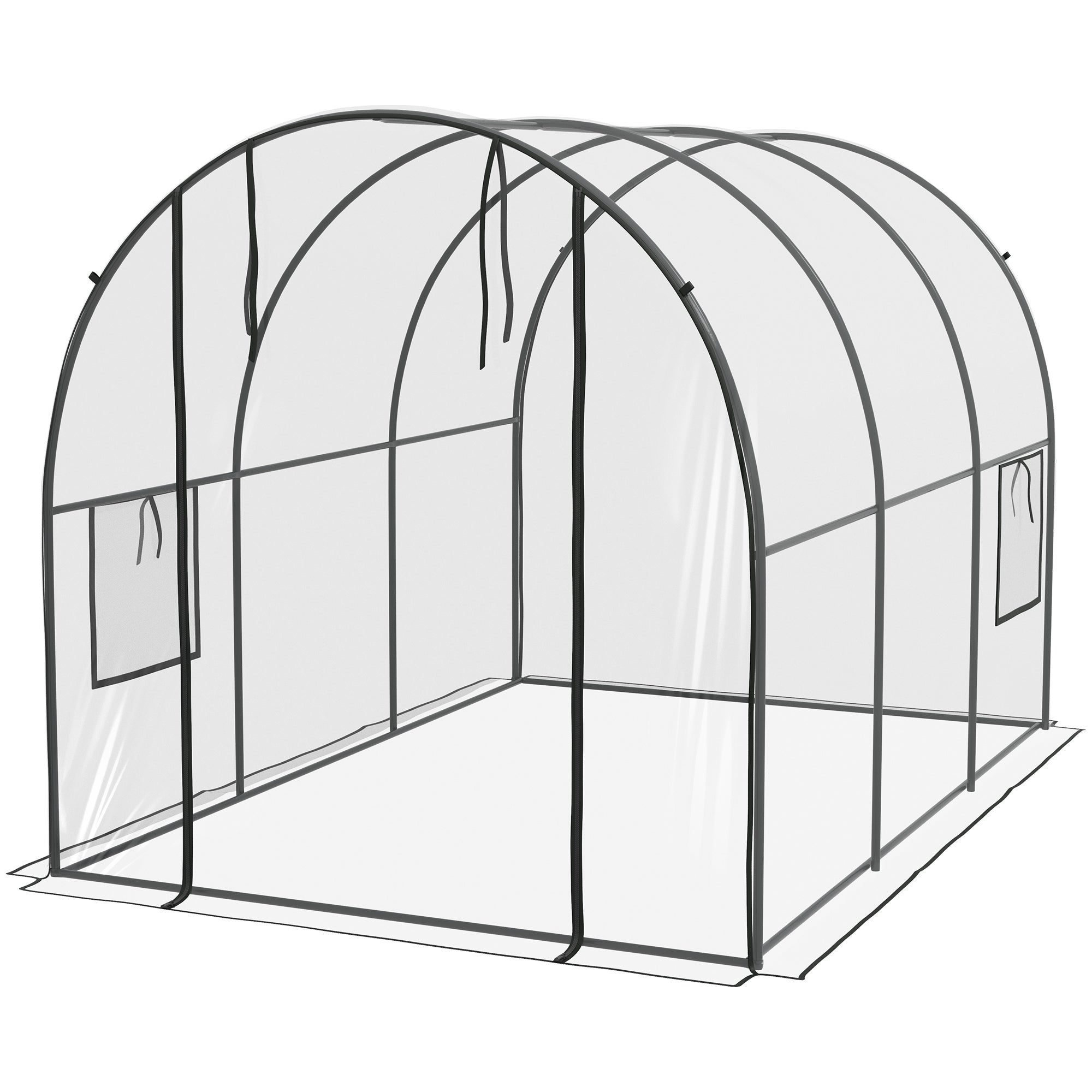 3 x 2 Metre Walk-In Polytunnel Greenhouse with Steel Frame - Clear
