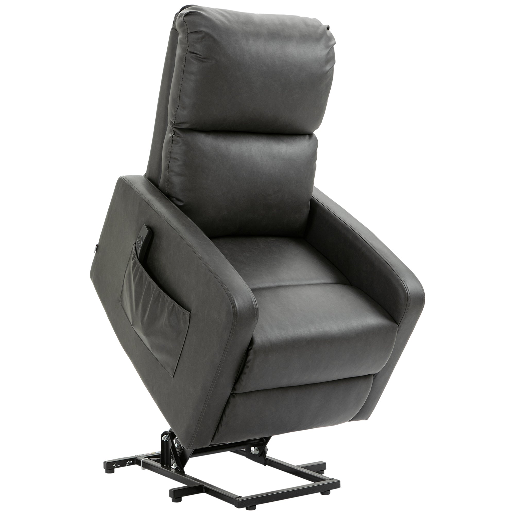 Riser Recliner Chair – Charcoal Grey PU Leather